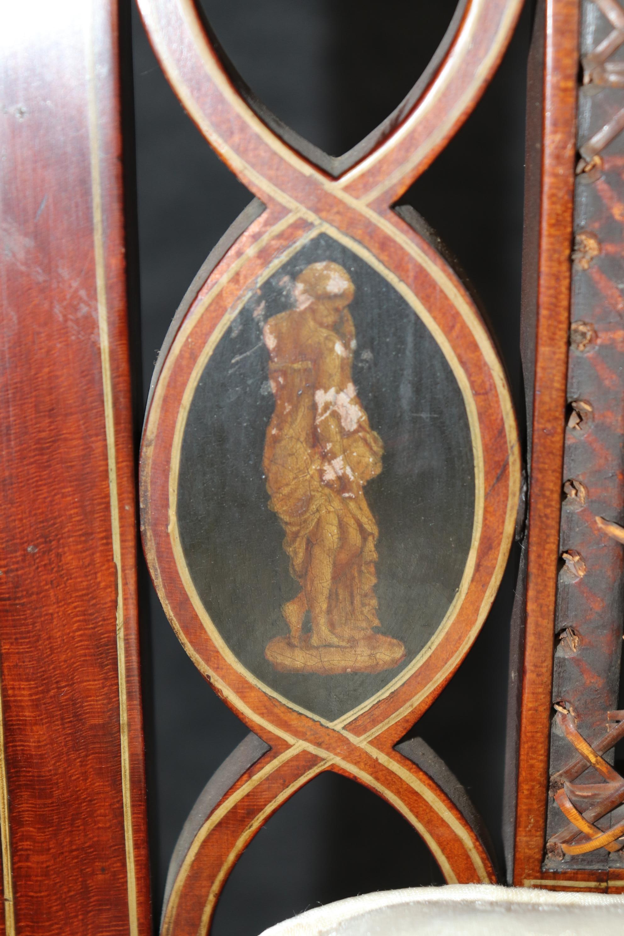Stile Adam Raro sgabello imbottito in canna e seta decorato con vernice Adams Circa 1900 in vendita