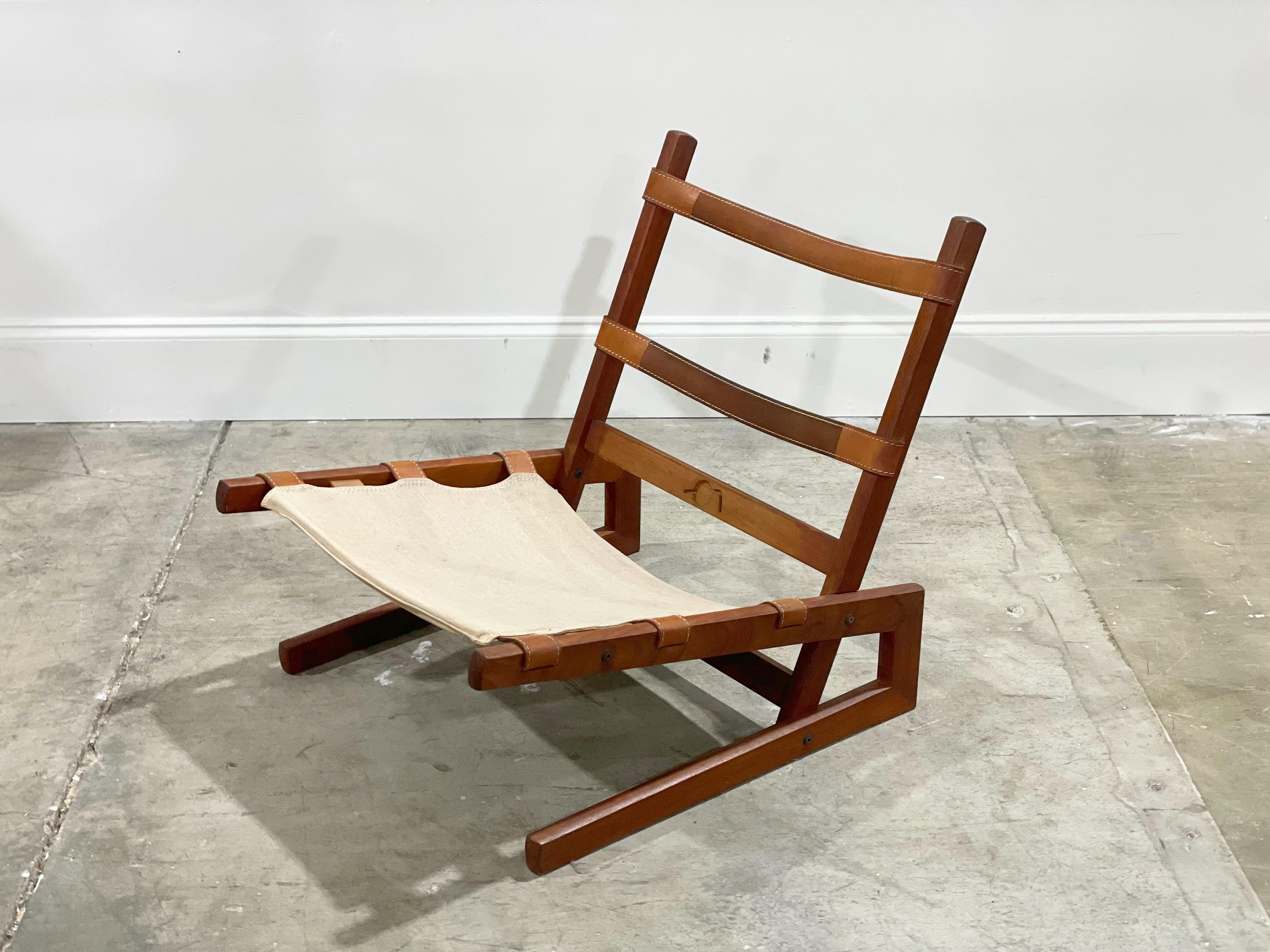 Rare Cantilevered Scandinavian Lounge Chair in Teak + Leather, Jan Erik Lindgren 5