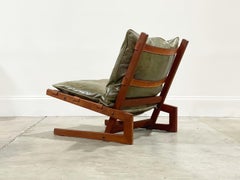 Rare Cantilevered Scandinavian Lounge Chair in Teak + Leather, Jan Erik Lindgren