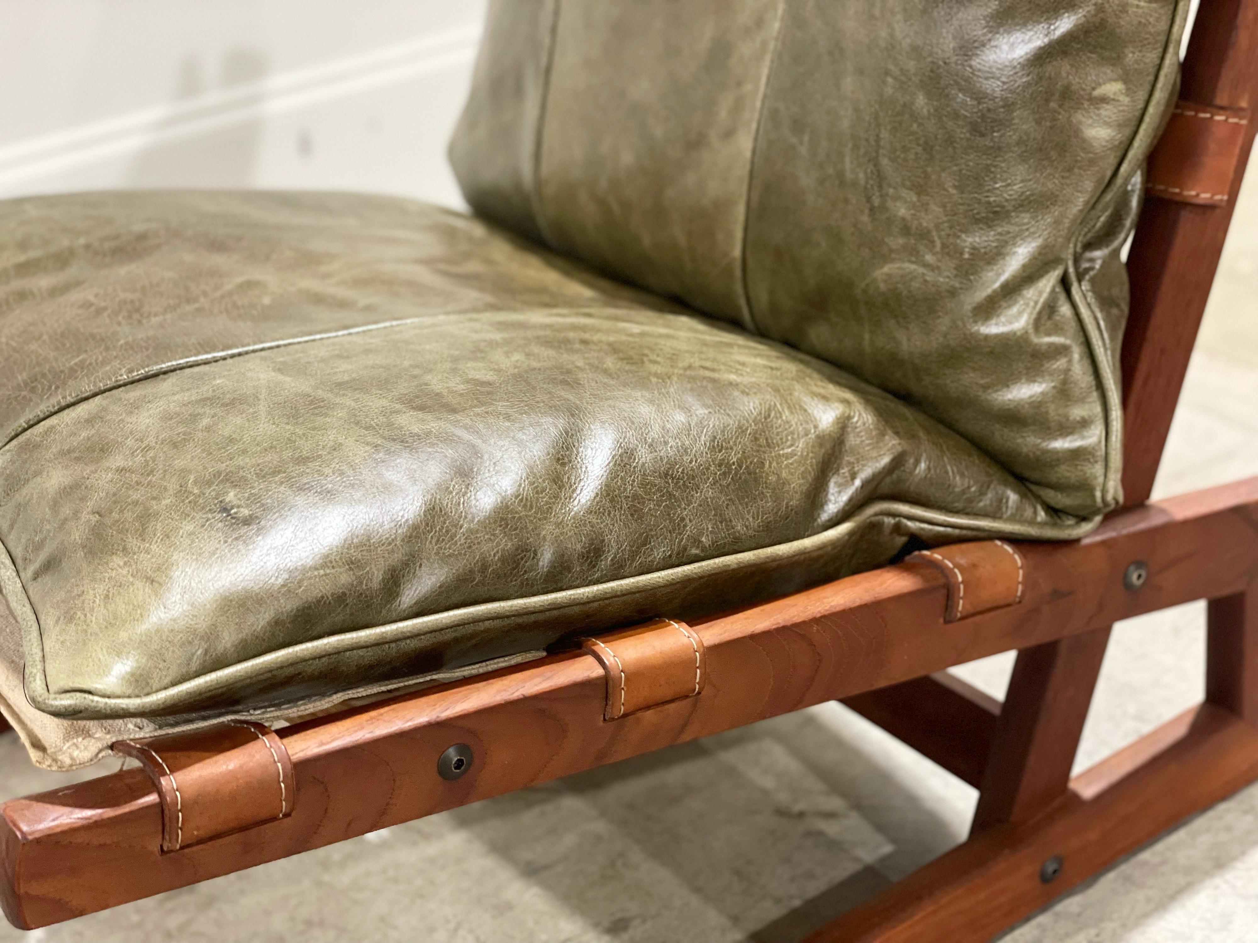 Rare Cantilevered Scandinavian Lounge Chair in Teak + Leather, Jan Erik Lindgren 3
