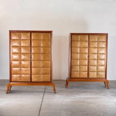 Rare Capitonné Leather Wardrobes by Paolo Buffa for Arrighi Serafino, 1940s