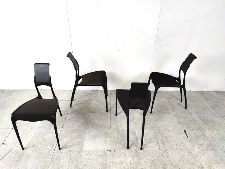 Rare carbon fibre C06 chairs by Pol Quadens, 1990s