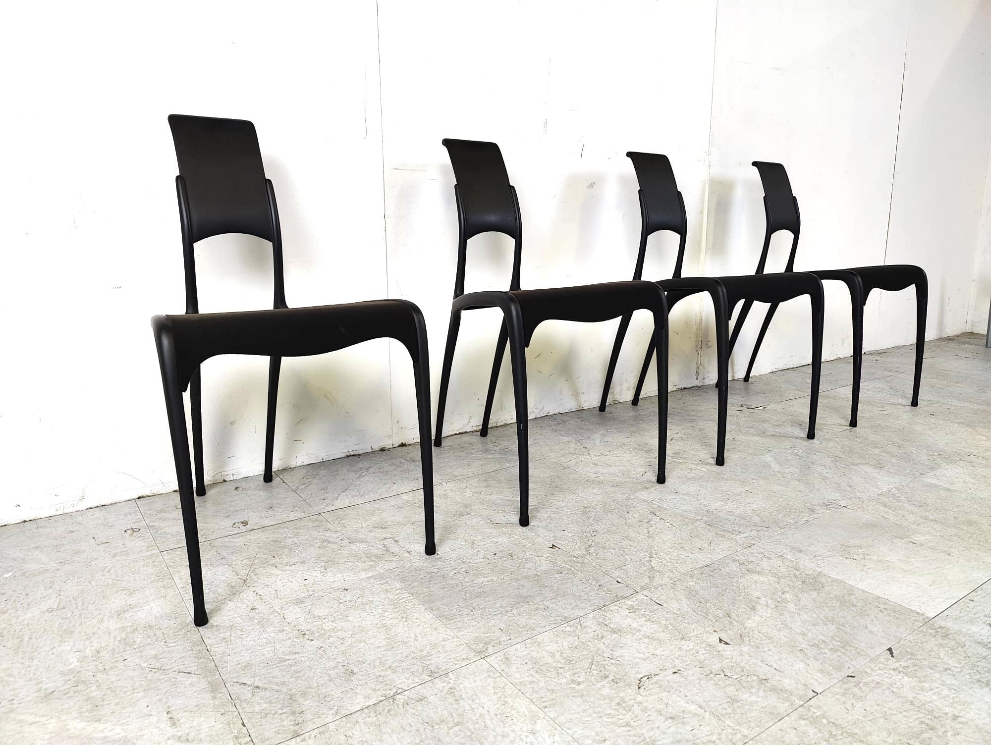 Post-Modern Rare carbon fibre C06 chairs by Pol Quadens, 1990s For Sale