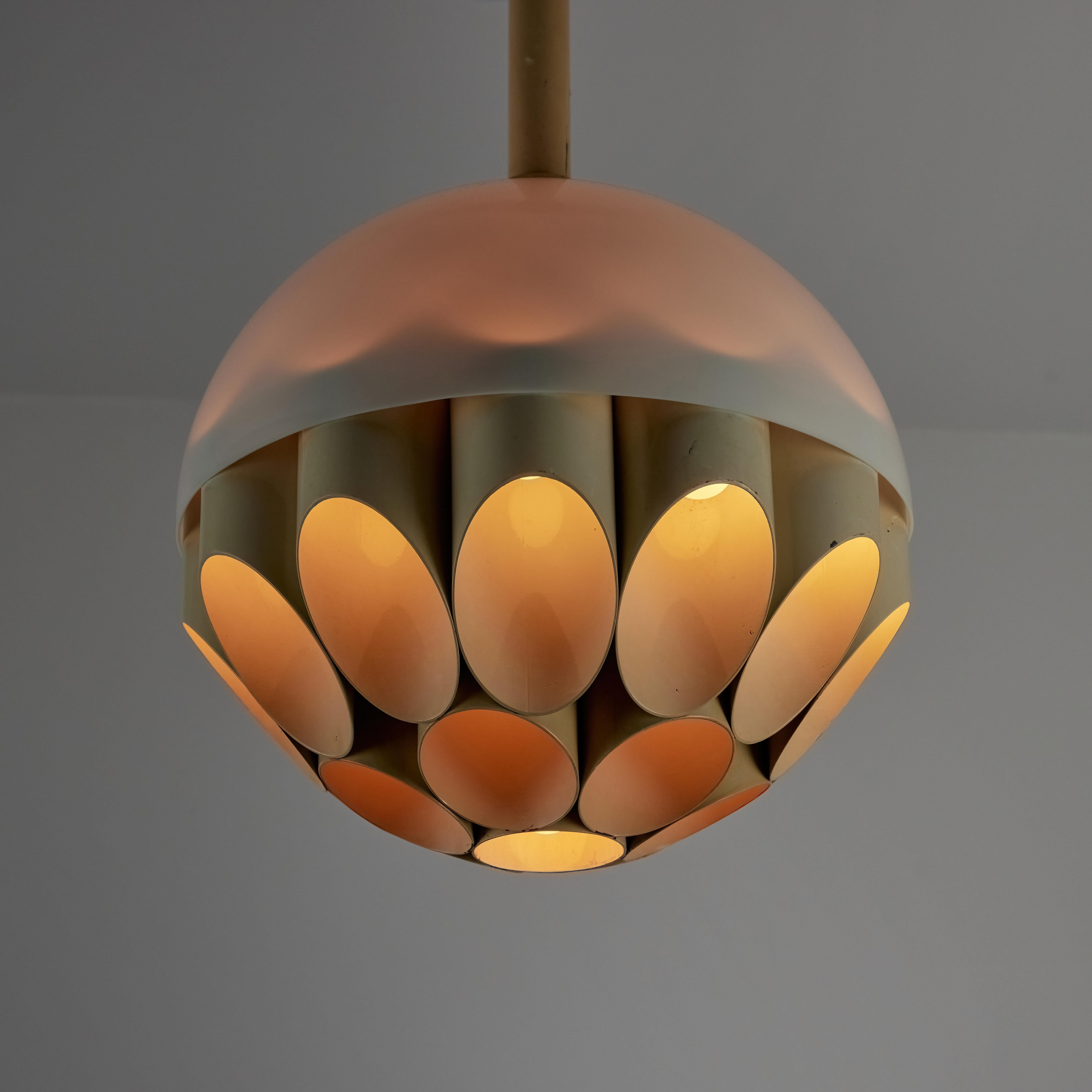 Rare 'Carciofo' ceiling light by Gianni Celada for Fontana Arte. Designed and manufactured in Italy, circa the 1960s. Reminiscent of the more iconic Carciofo models from Fontana Arte, this rare take uses an acrylic top have, allowing for a very nice