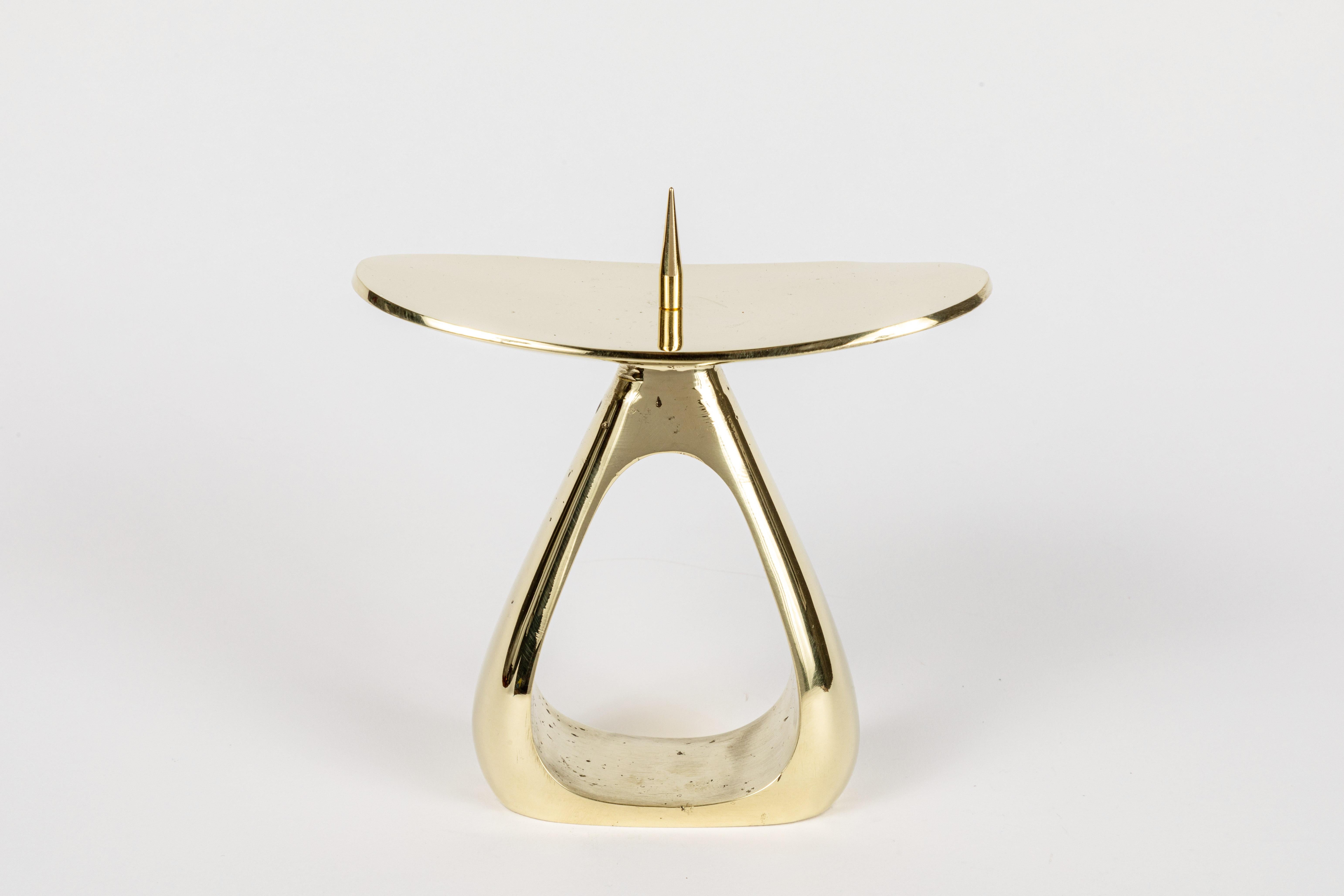 Rare Carl Auböck #3470 Polished Brass Candleholder In New Condition For Sale In Glendale, CA