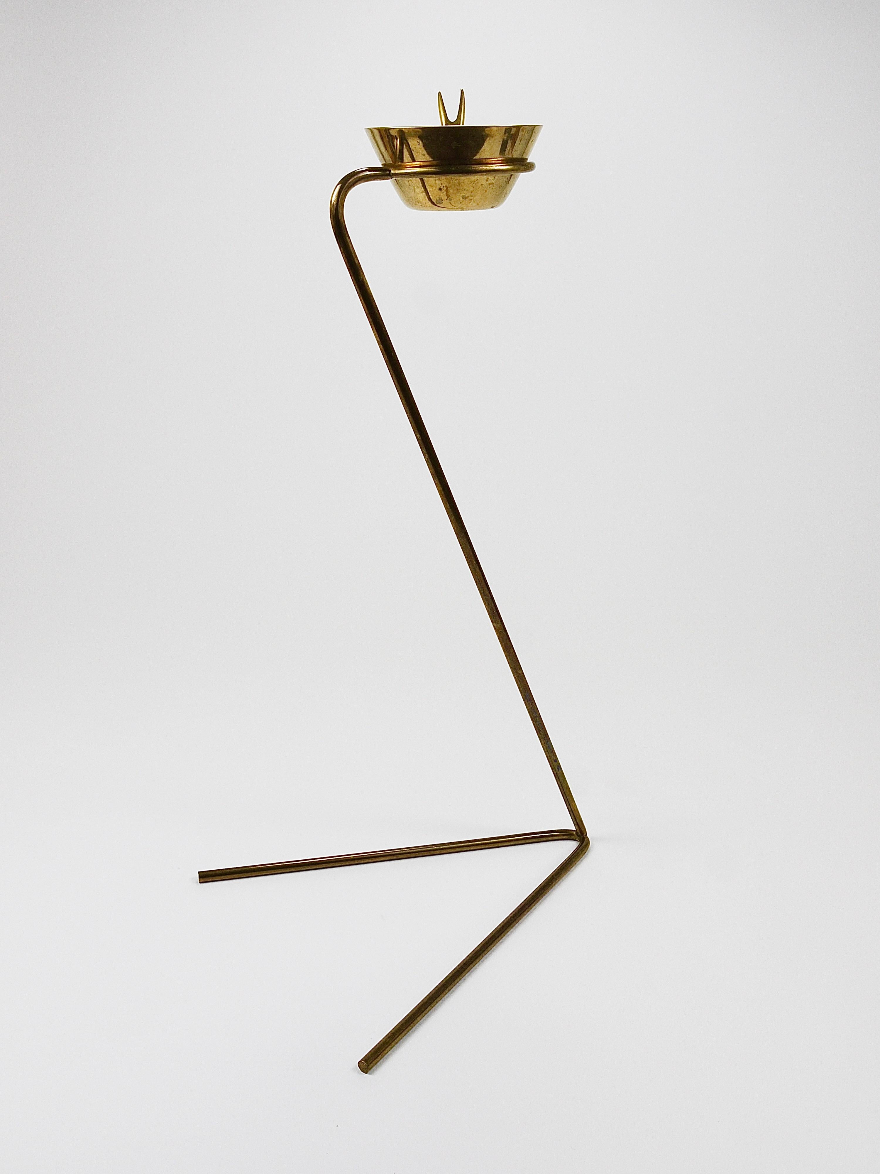 Rare Carl Auböck Brass Standing Floor Ashtray, Austria, 1950s 5