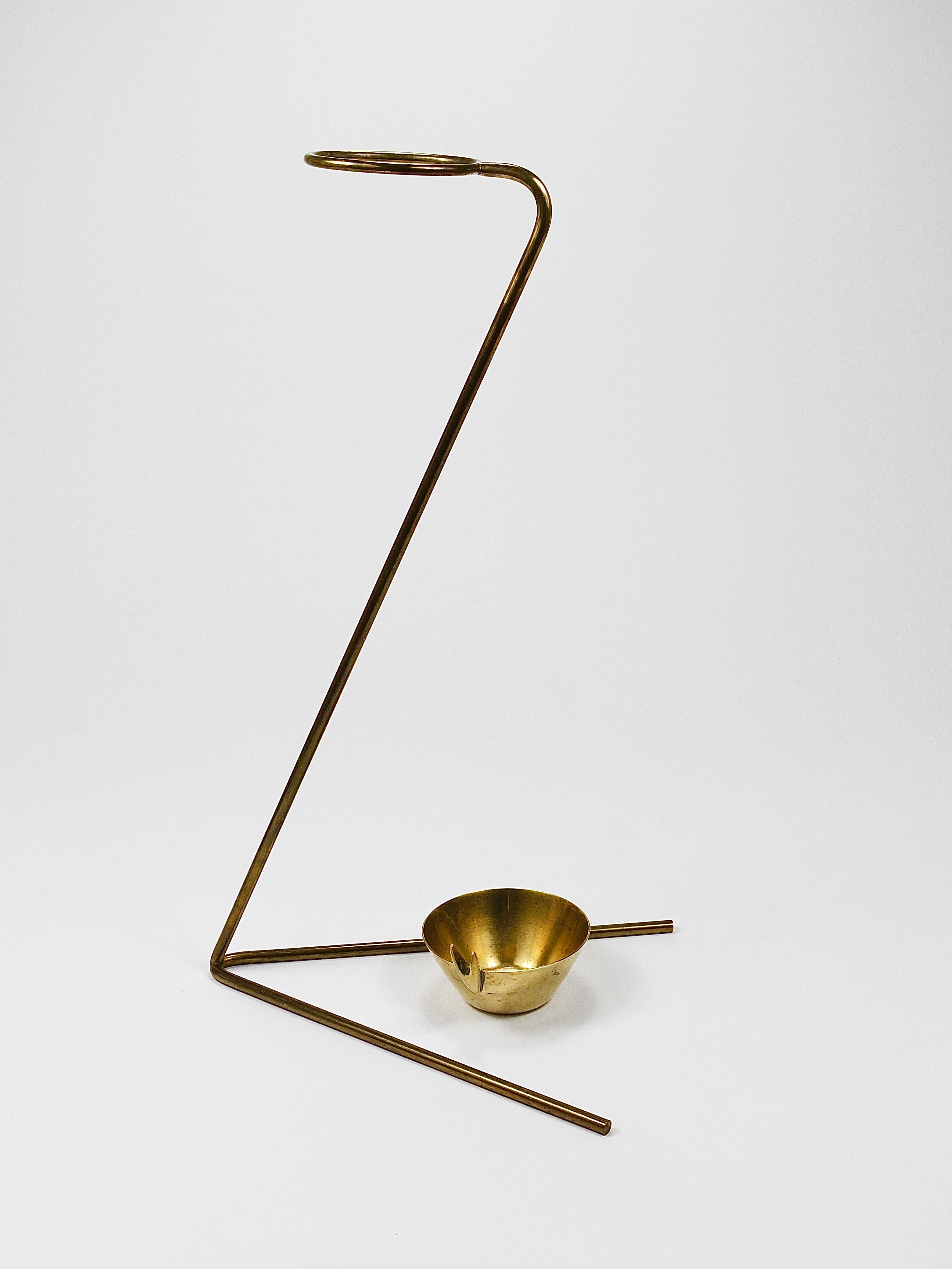 Rare Carl Auböck Brass Standing Floor Ashtray, Austria, 1950s 9