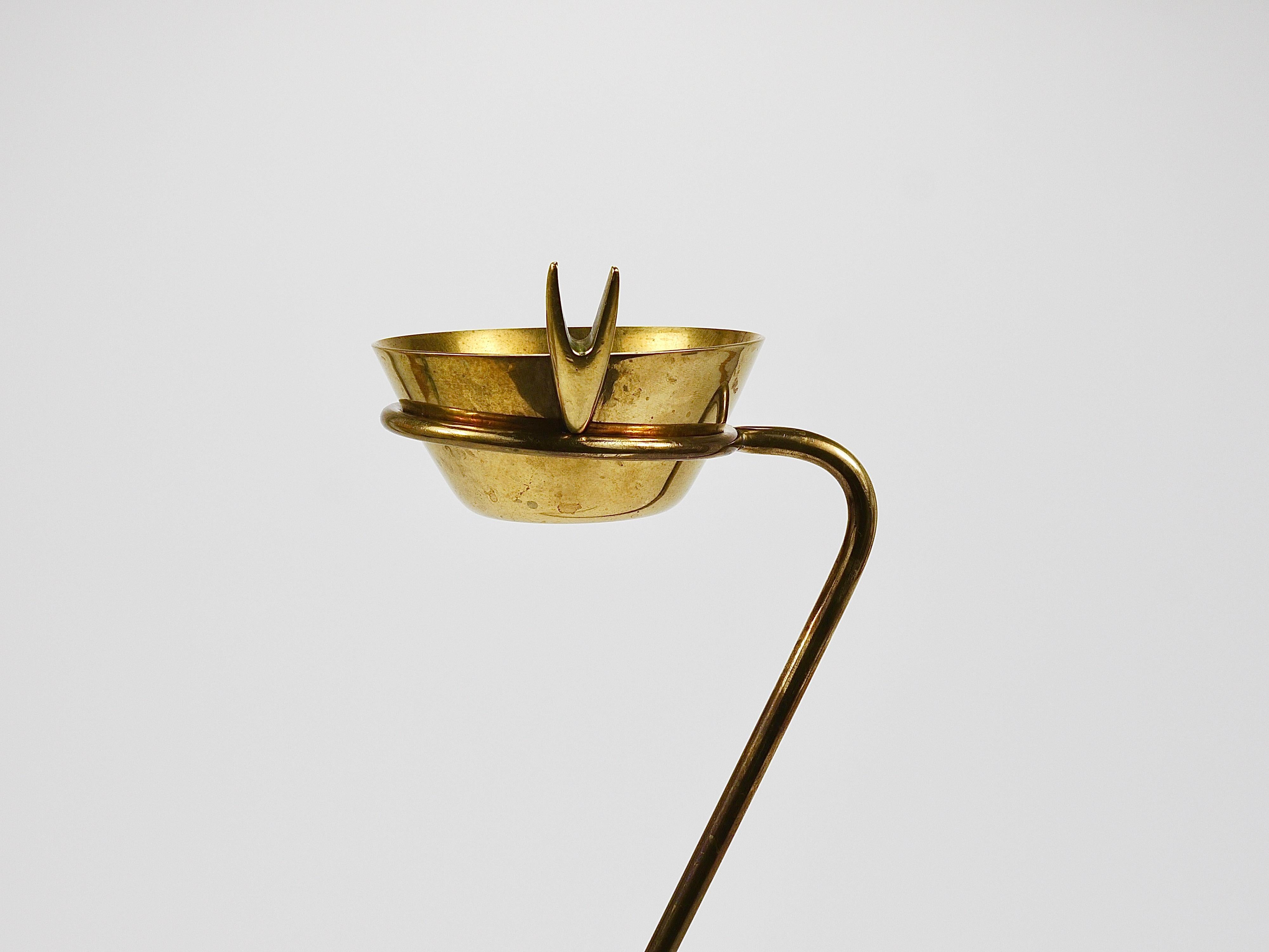 Mid-Century Modern Rare Carl Auböck Brass Standing Floor Ashtray, Austria, 1950s
