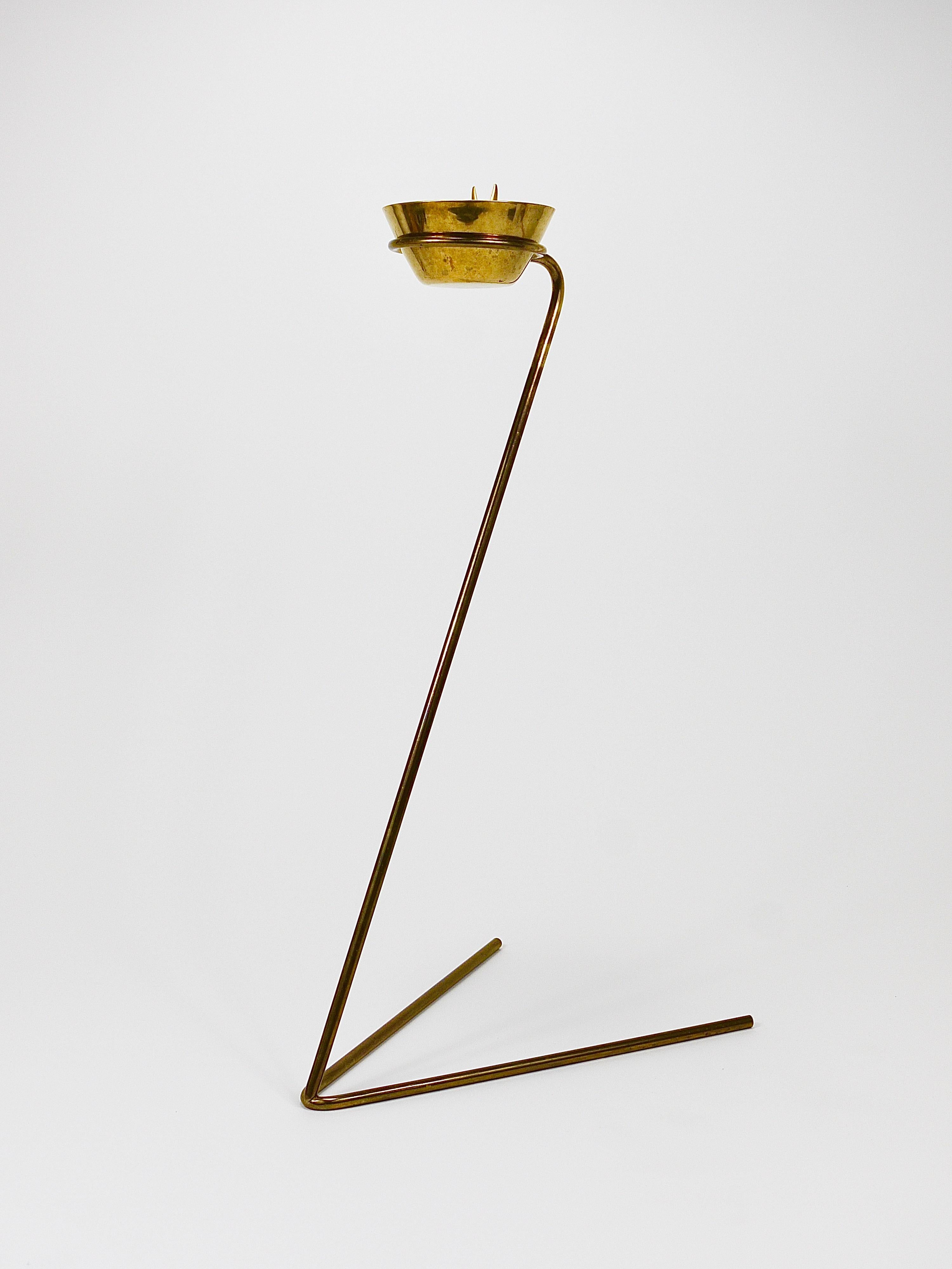 20th Century Rare Carl Auböck Brass Standing Floor Ashtray, Austria, 1950s