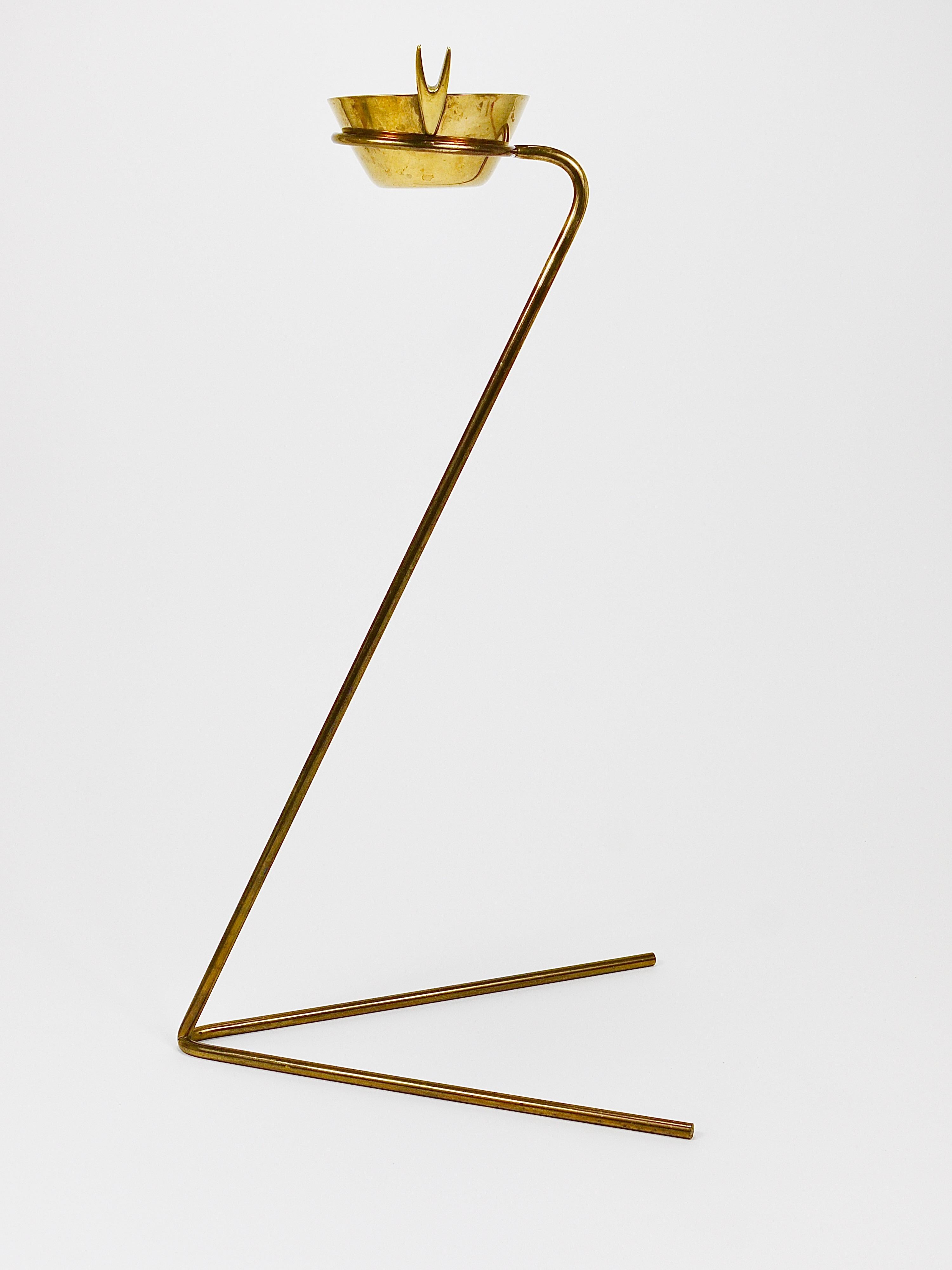 Rare Carl Auböck Brass Standing Floor Ashtray, Austria, 1950s 1