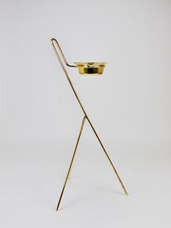 Rare Carl Auböck Brass Standing Floor Ashtray, Smoking Stand, Austria, 1950s