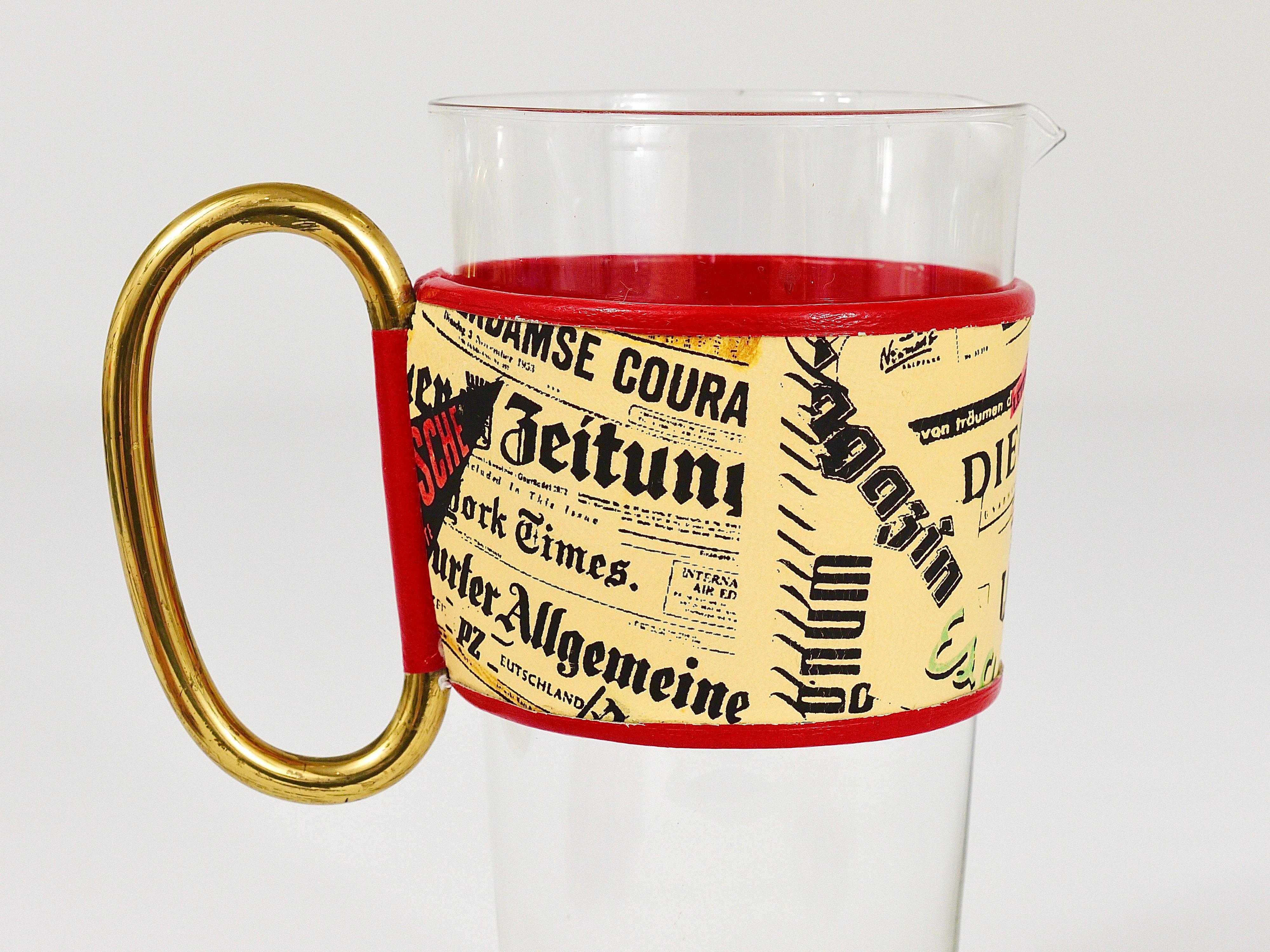 Rare Carl Auböck Martini Newspaper Glass Pitcher, Austria, 1950s For Sale 6