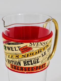 Jarra de cristal Carl Auböck Martini Newspaper Midcentury, Austria, años 50