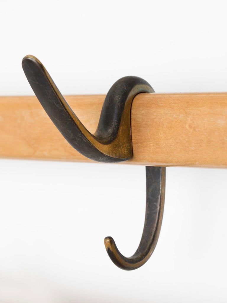 Rare Carl Auböck Wall Mounted Coat Rack