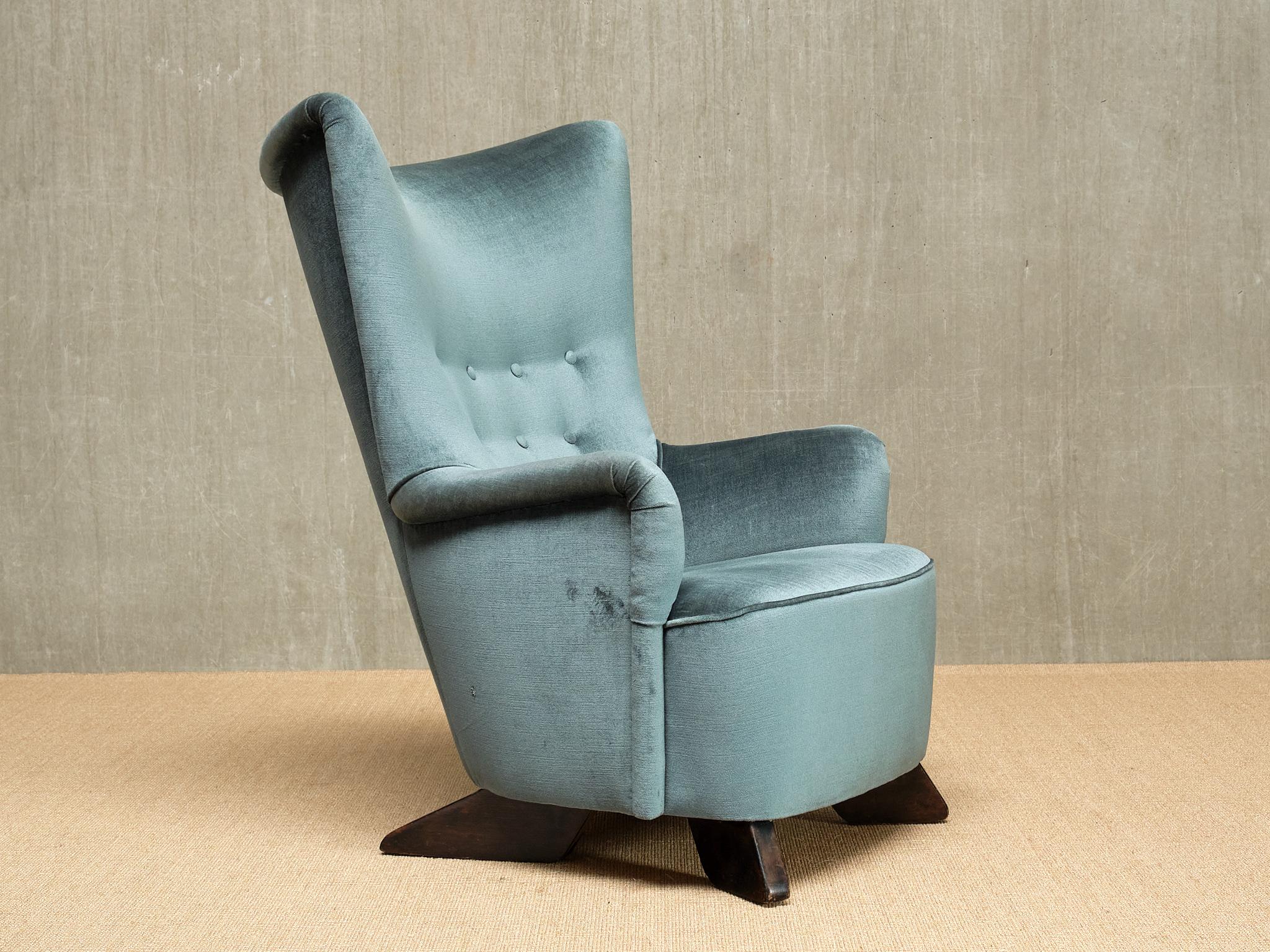 Fabric Rare Carl Gustaf Hiort af Ornäs Armchair, Hiort Tuote Puunveisto, Finland, 1940s For Sale