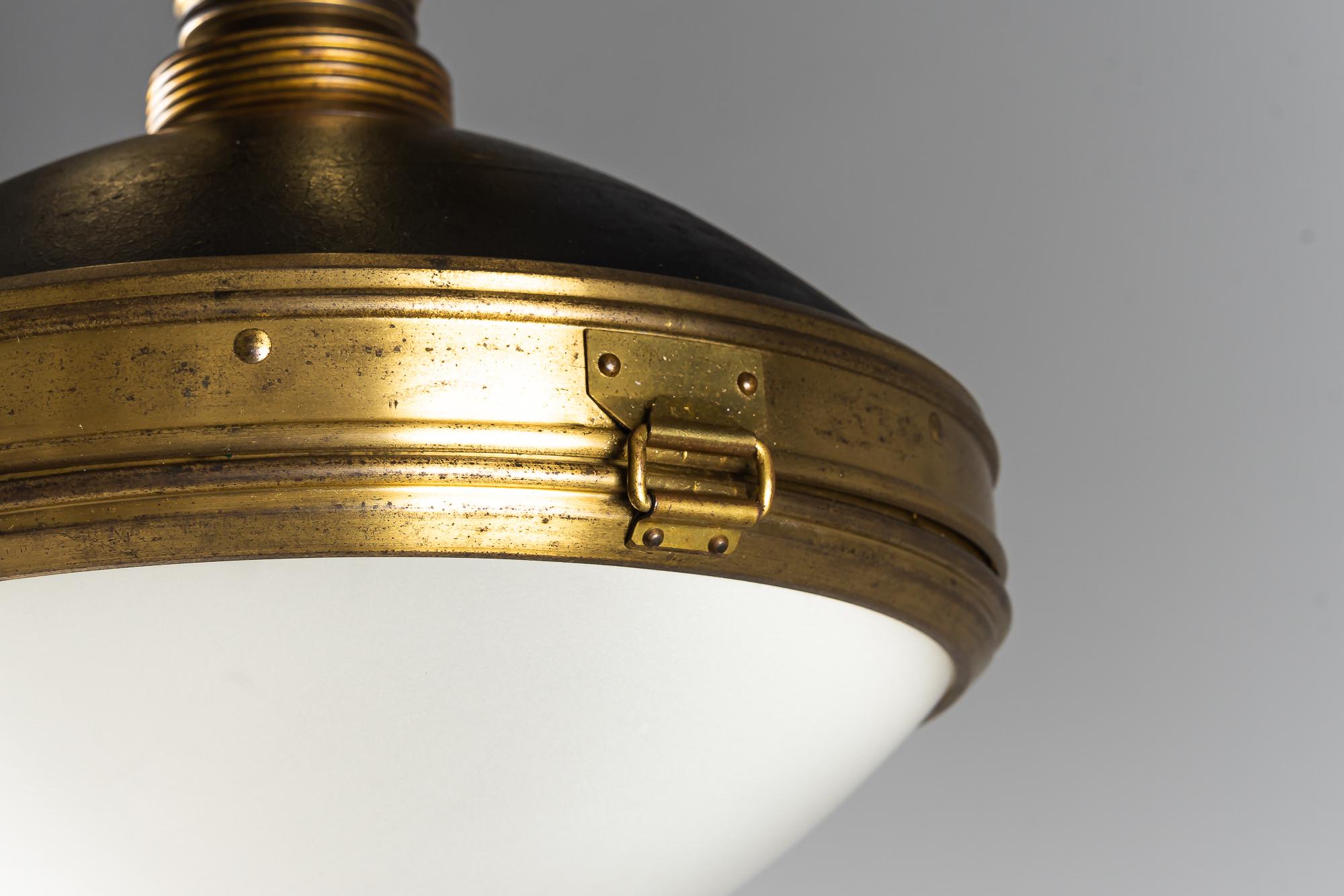 Rare Carl Zeiss Jena Ceiling Lamp with Original Glass Around 1930s 'Marked' 3