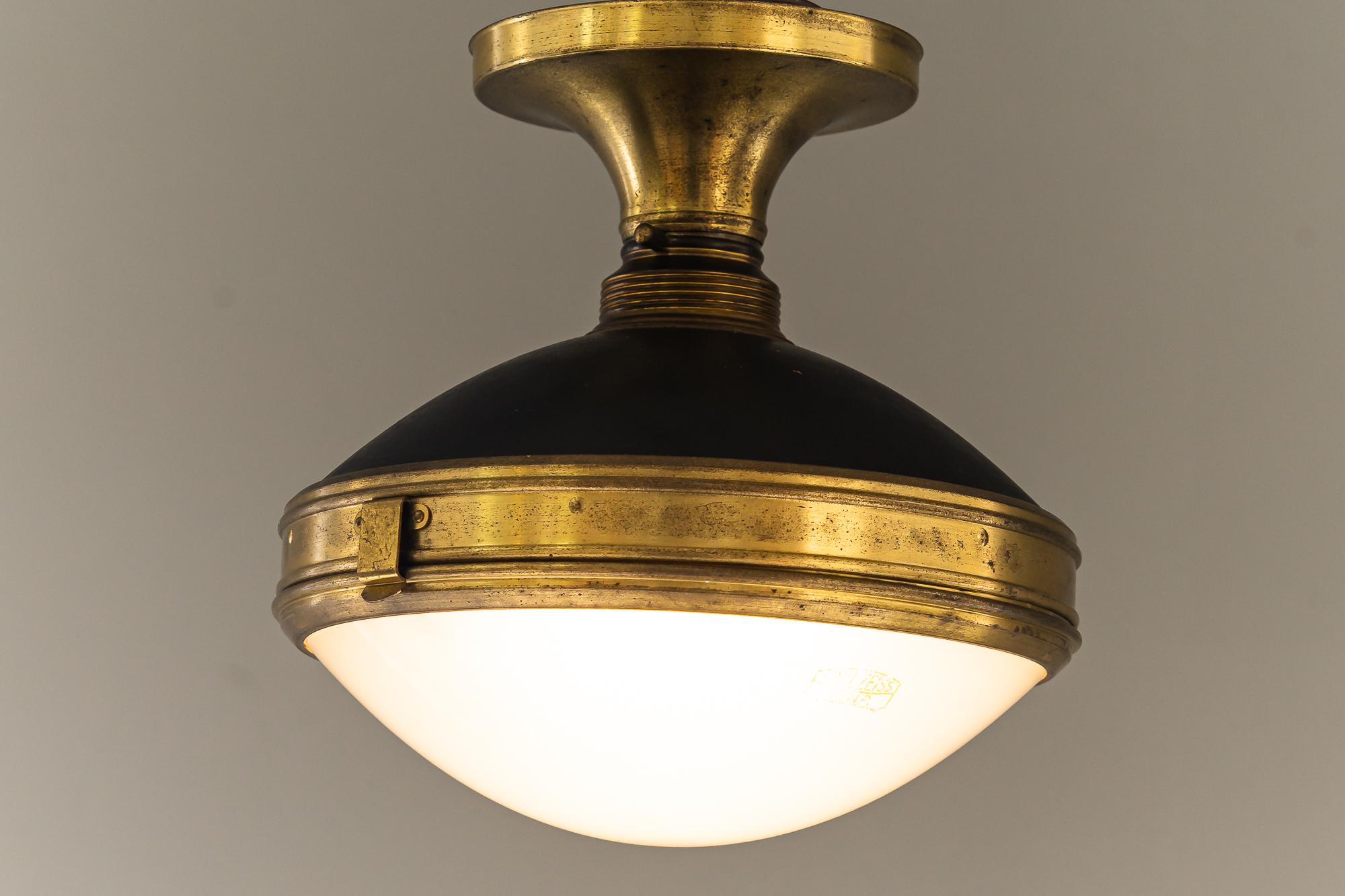 Rare Carl Zeiss Jena Ceiling Lamp with Original Glass Around 1930s 'Marked' 8