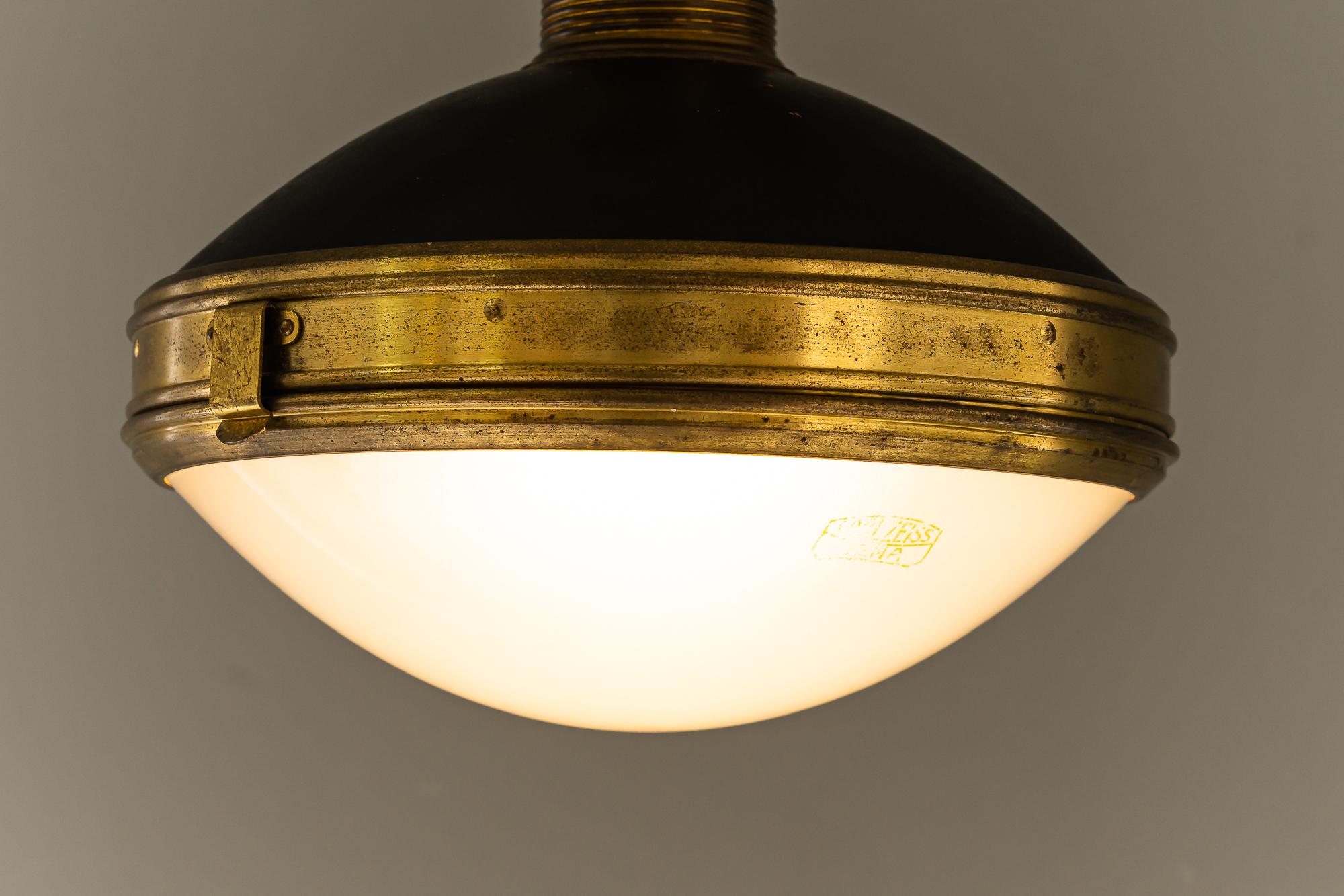 Rare Carl Zeiss Jena Ceiling Lamp with Original Glass Around 1930s 'Marked' 9