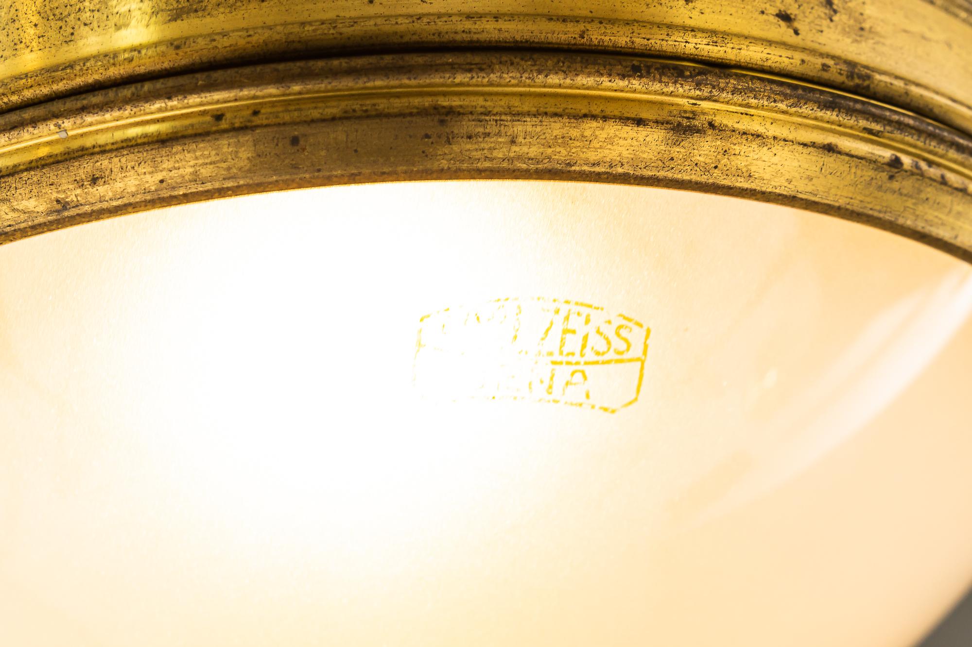 Rare Carl Zeiss Jena Ceiling Lamp with Original Glass Around 1930s 'Marked' 10