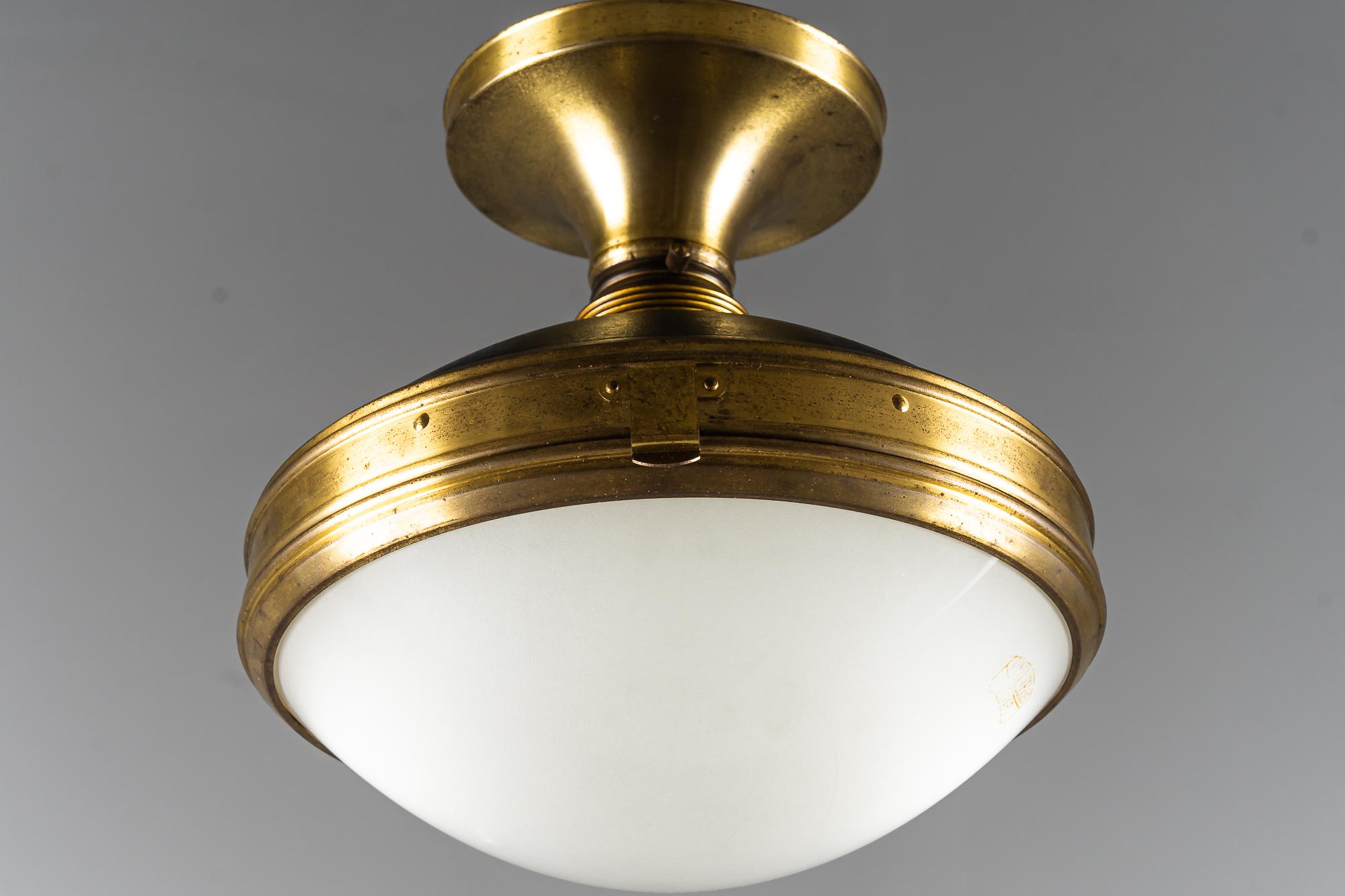 Mid-20th Century Rare Carl Zeiss Jena Ceiling Lamp with Original Glass Around 1930s 'Marked'