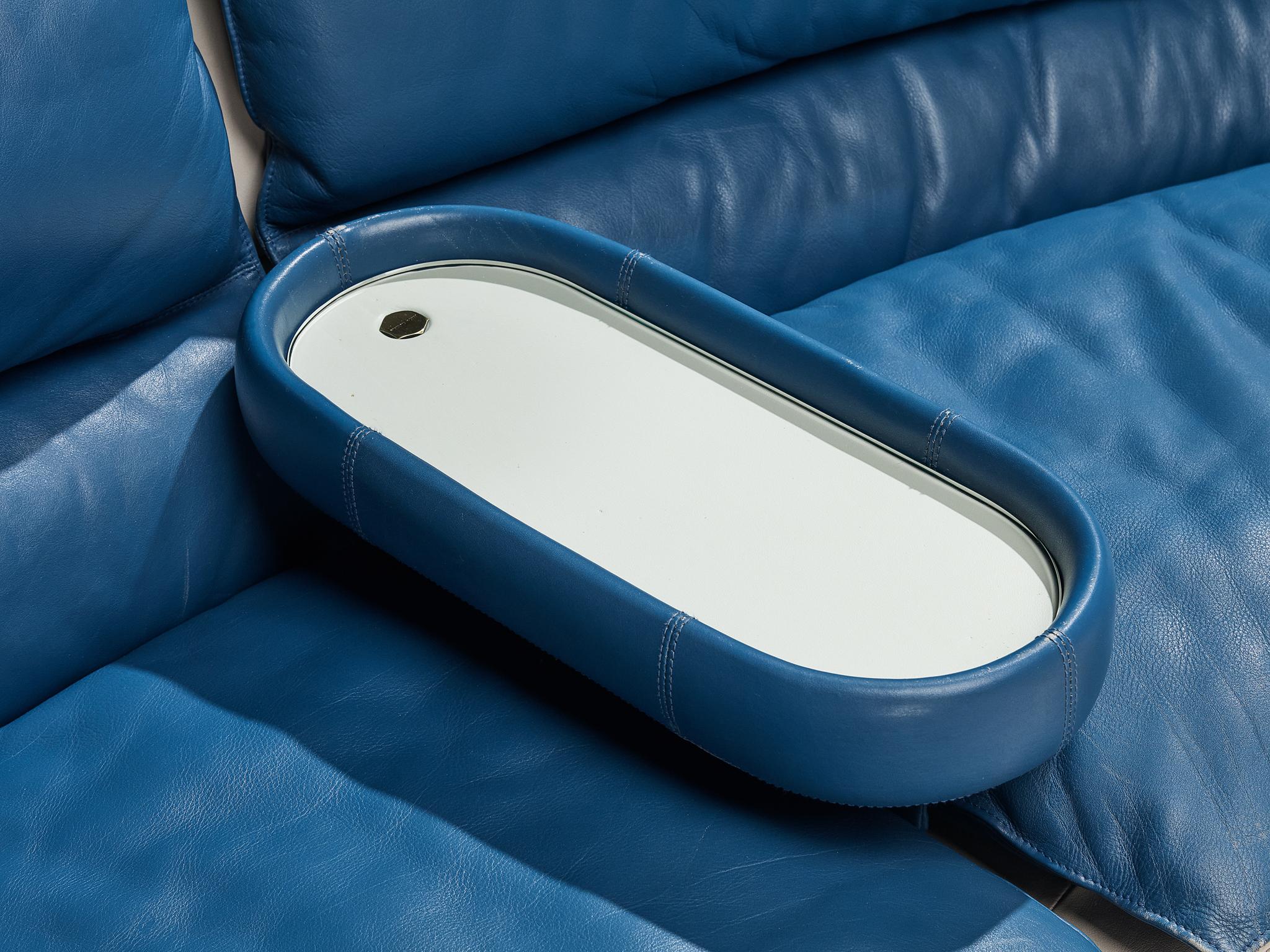 Seltenes Sofa „Bogo“ von Carlo Bartoli für Rossi di Albizzate aus blau-grauem Leder  im Zustand „Gut“ im Angebot in Waalwijk, NL