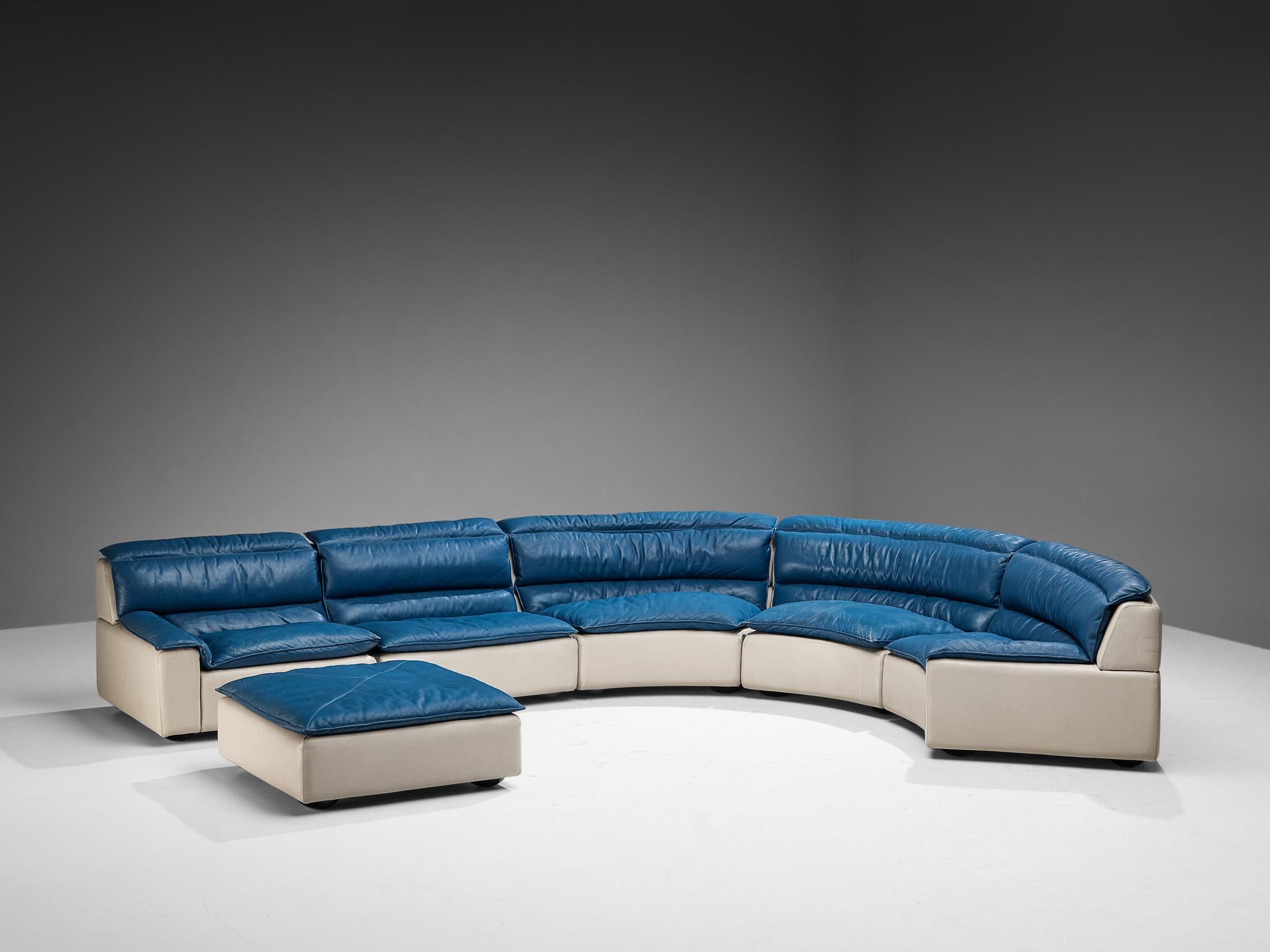 Seltenes Sofa „Bogo“ von Carlo Bartoli für Rossi di Albizzate aus blau-grauem Leder  im Angebot 2
