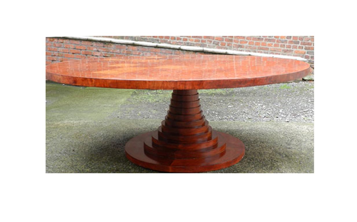 Mid-Century Modern Rare, Very Large Table in the Style of Carlo di Carli Amboyna Wood Pedestal For Sale