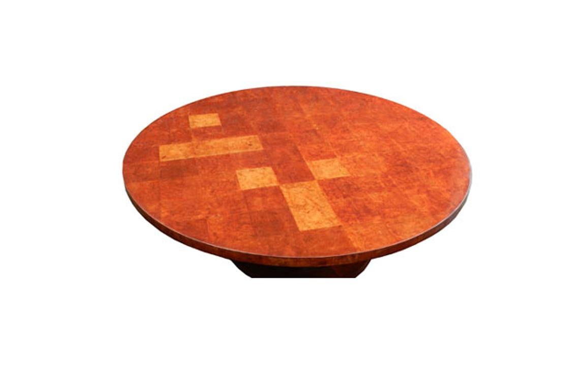 Italian Rare, Very Large Table in the Style of Carlo di Carli Amboyna Wood Pedestal For Sale