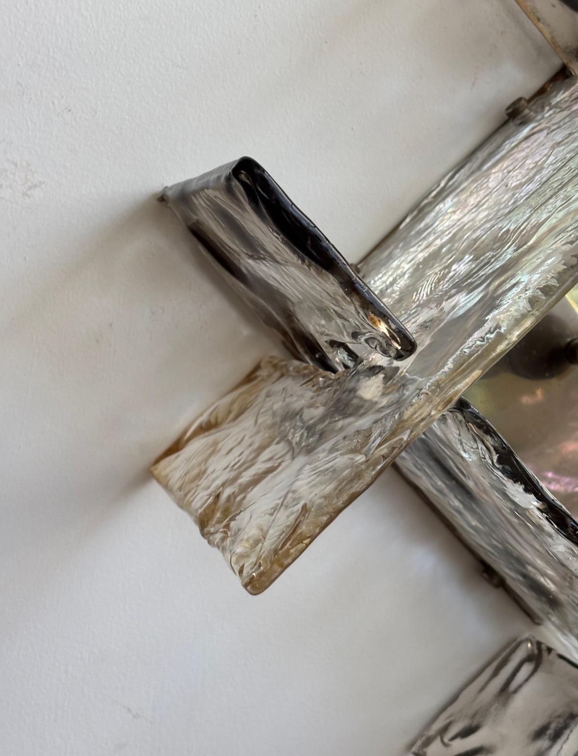 Rare Carlo Nason for Mazzega wall sconces in thick Murano glass, 1950s Italy For Sale 5