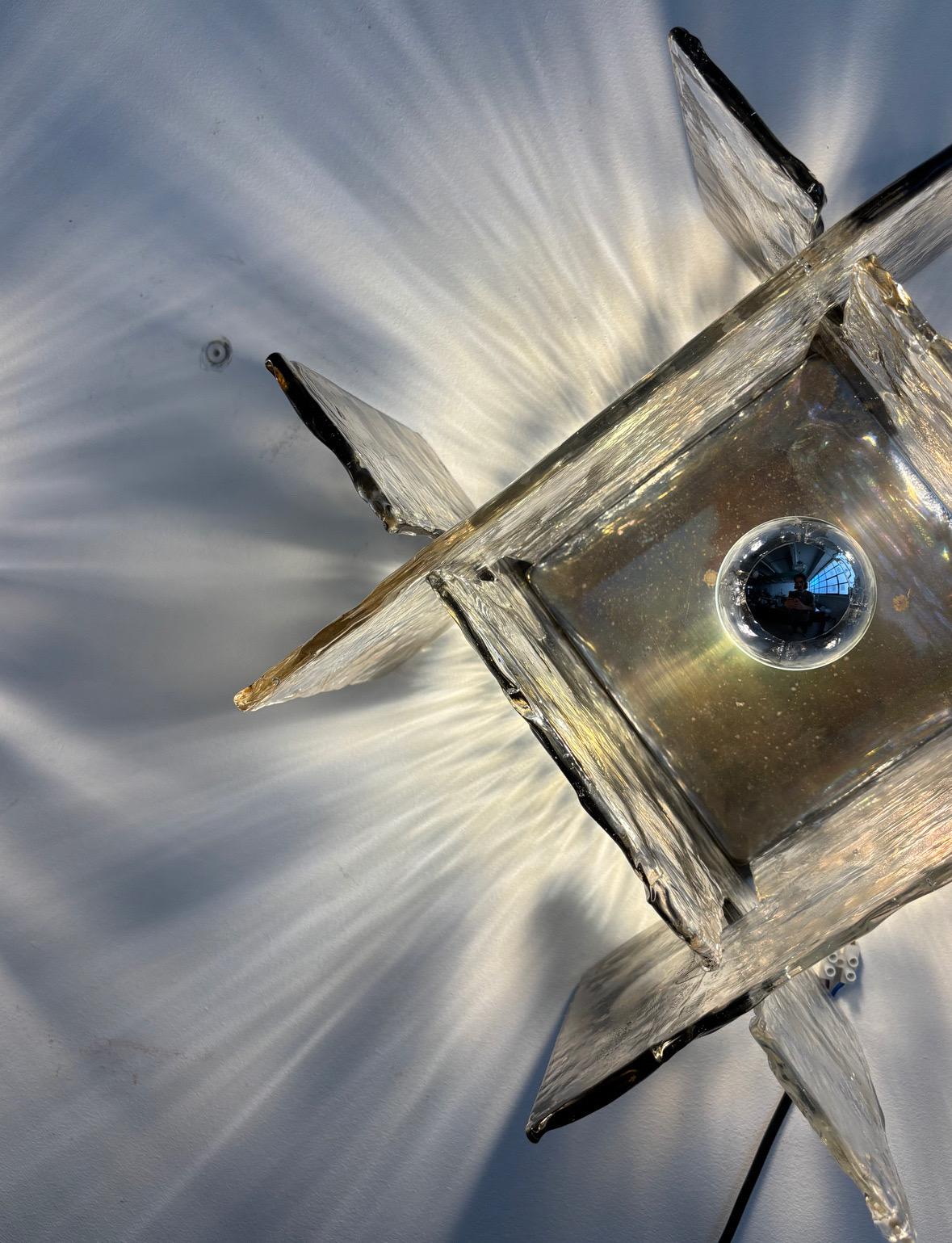 Rare Carlo Nason for Mazzega wall sconces in thick Murano glass, 1950s Italy For Sale 3