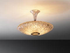 Rare Carlo Scarpa for Venini Chandelier in Crystal 'Corteccia' Glass