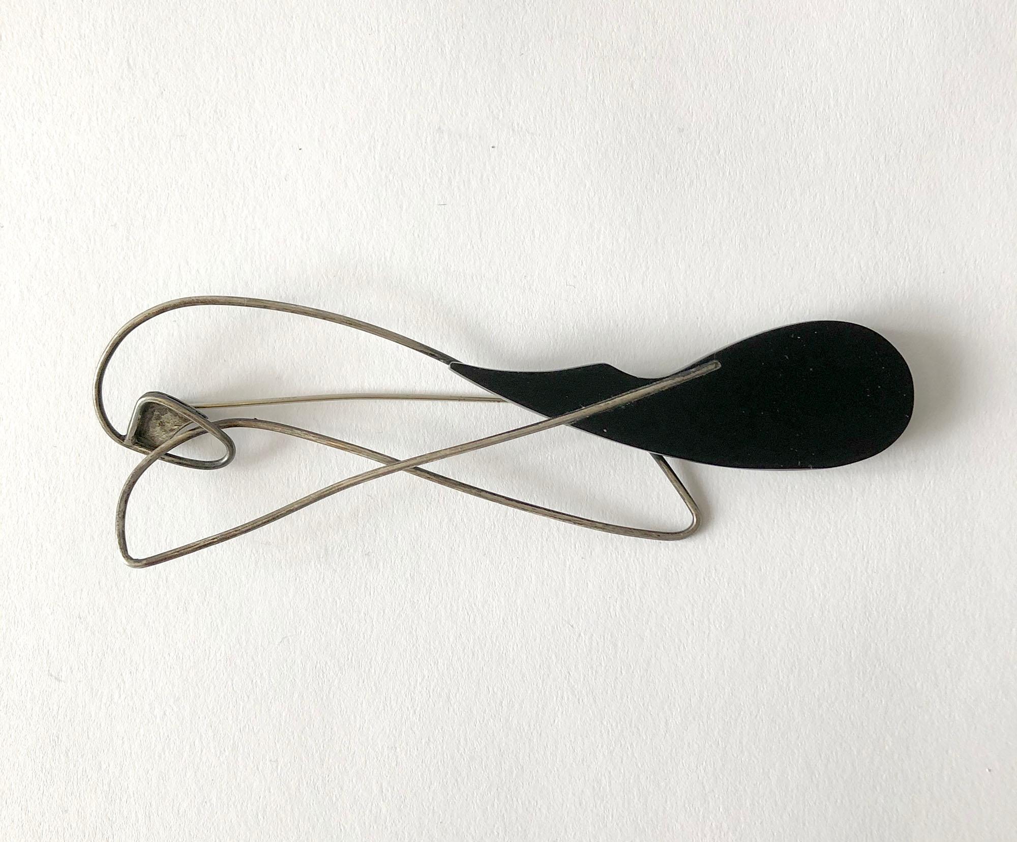 Rare Carolyn Gleick Rosene Large Scale Sterling Wood American Modernist Brooch For Sale 2