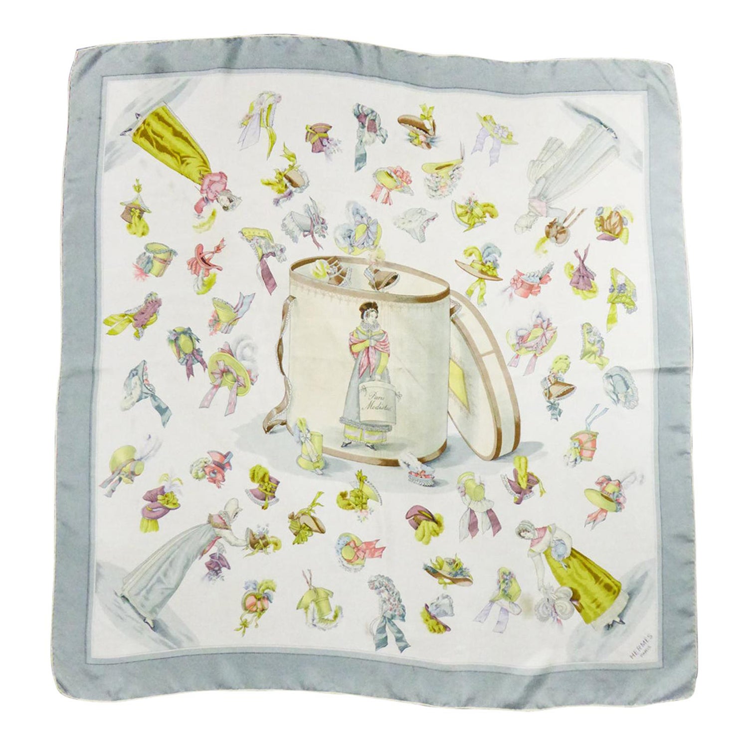 Rare Carré Hermès or Scarf "Paris Modistel" by Hugo Grygkar Circa 1956