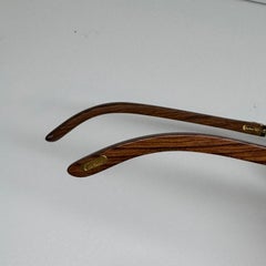 Seltene Cartier 140B C Dekor Holz Gold Randlose Sonnenbrille