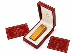 Rare Cartier 18ct Brushed Gold Plated Trinity Ringed Cigarette Lighter With Box