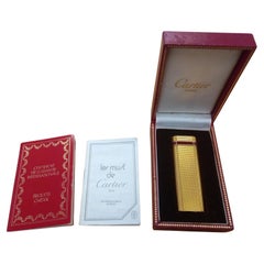 Rare Cartier 18ct Gold Plate Cigarette Lighter With Cartier Box & Guarantee
