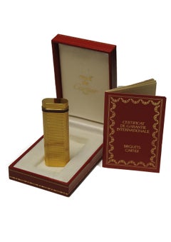 Rare Cartier 18ct Gold Plate Cigarette Lighter With Cartier Box & Guarantee