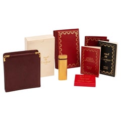 Briquet rare Cartier plaqué or 18 carats à motif « Diamond Cut » et étui à cigarettes Cartier