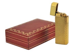 Rare Cartier 18ct Gold Plated Pentagon Lighter Diamond-Cut Textured Pattern