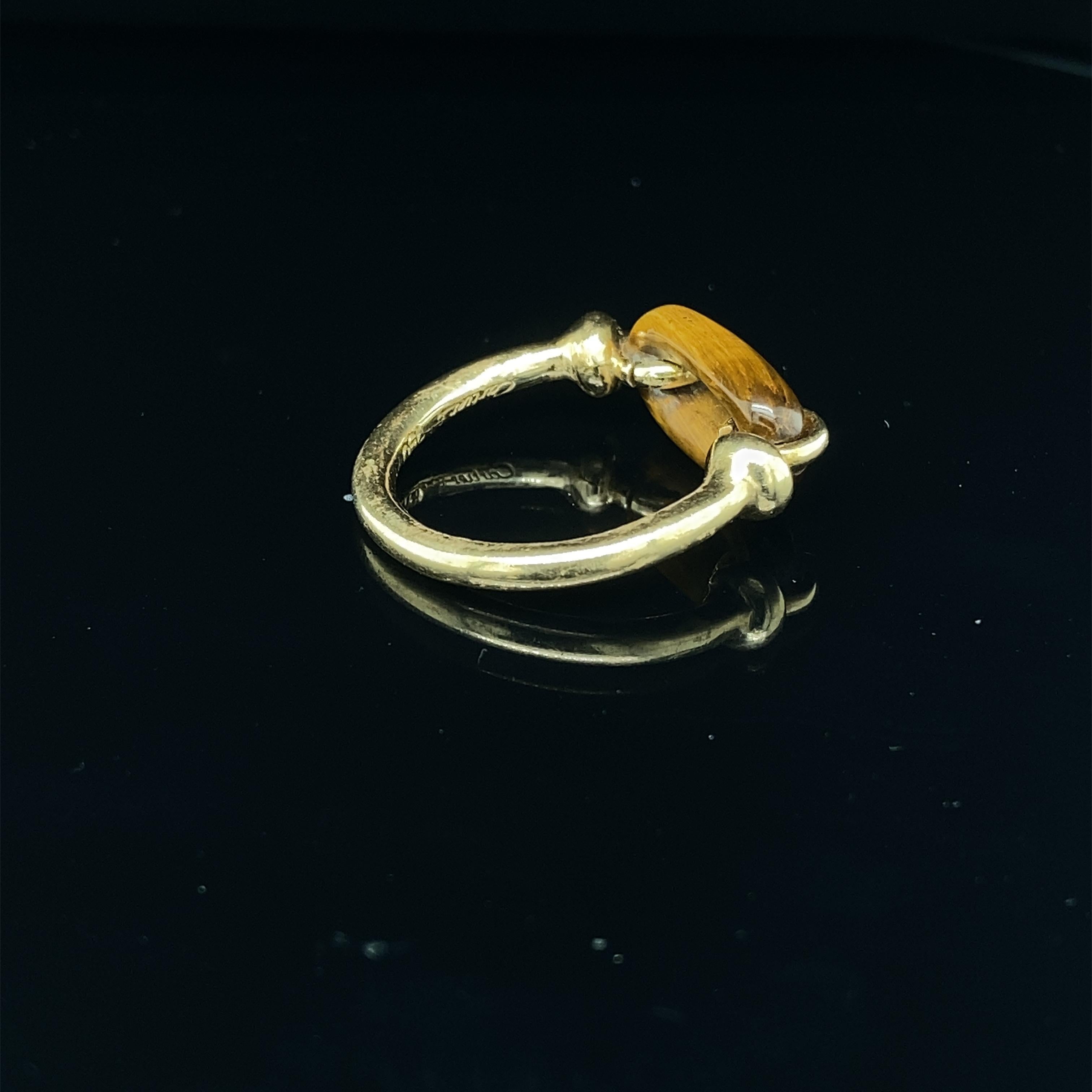Mixed Cut Rare Cartier 18k Gold and Tiger's Eye Ring