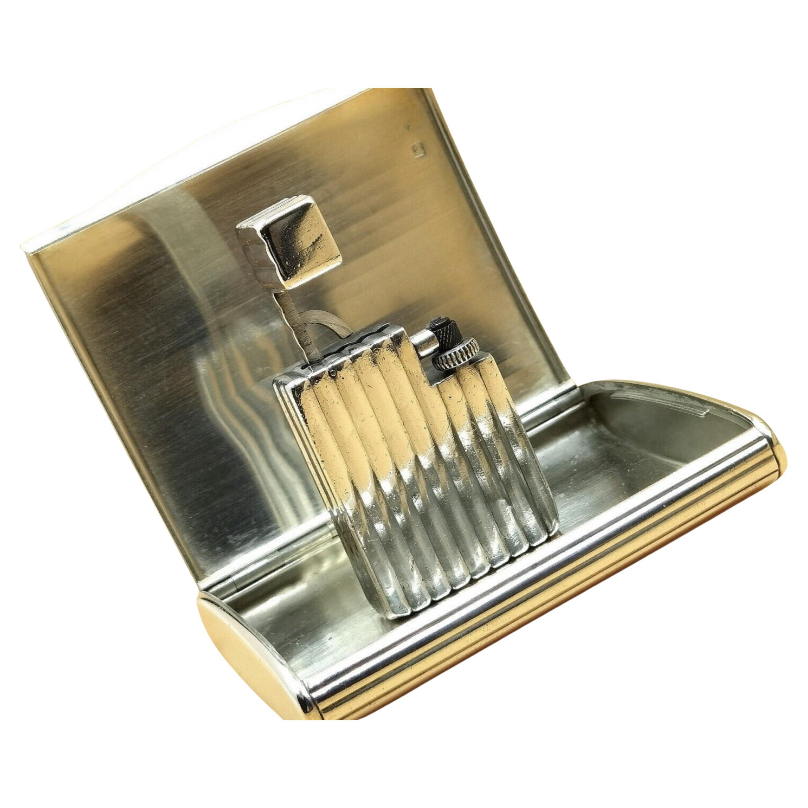 CARTIER 1930's Solid Silver Petrol Lighter & Cigarette Case
Made in France by Cartier 
Original
Cigarette case and lighter
Lighter : 45mm x 35mm x 15mm - 51 grams
Cigarette case : 85mm x 76mm x 17mm - 126 grams
Fine and Signed
1930
Very elegant and