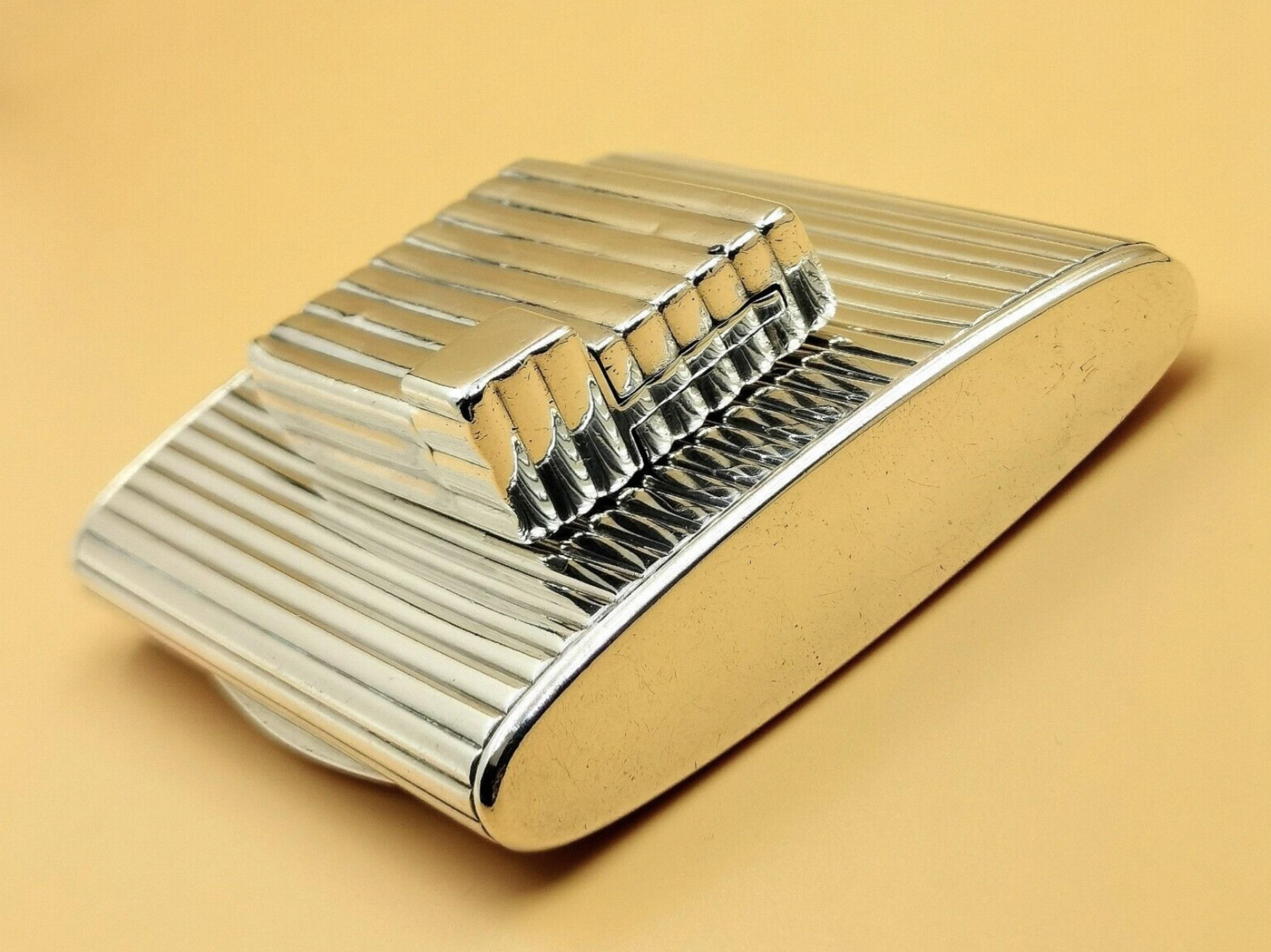 Rare Cartier 1930's Solid Silver Petrol Lighter & Cigarette Case In Excellent Condition In New York, NY