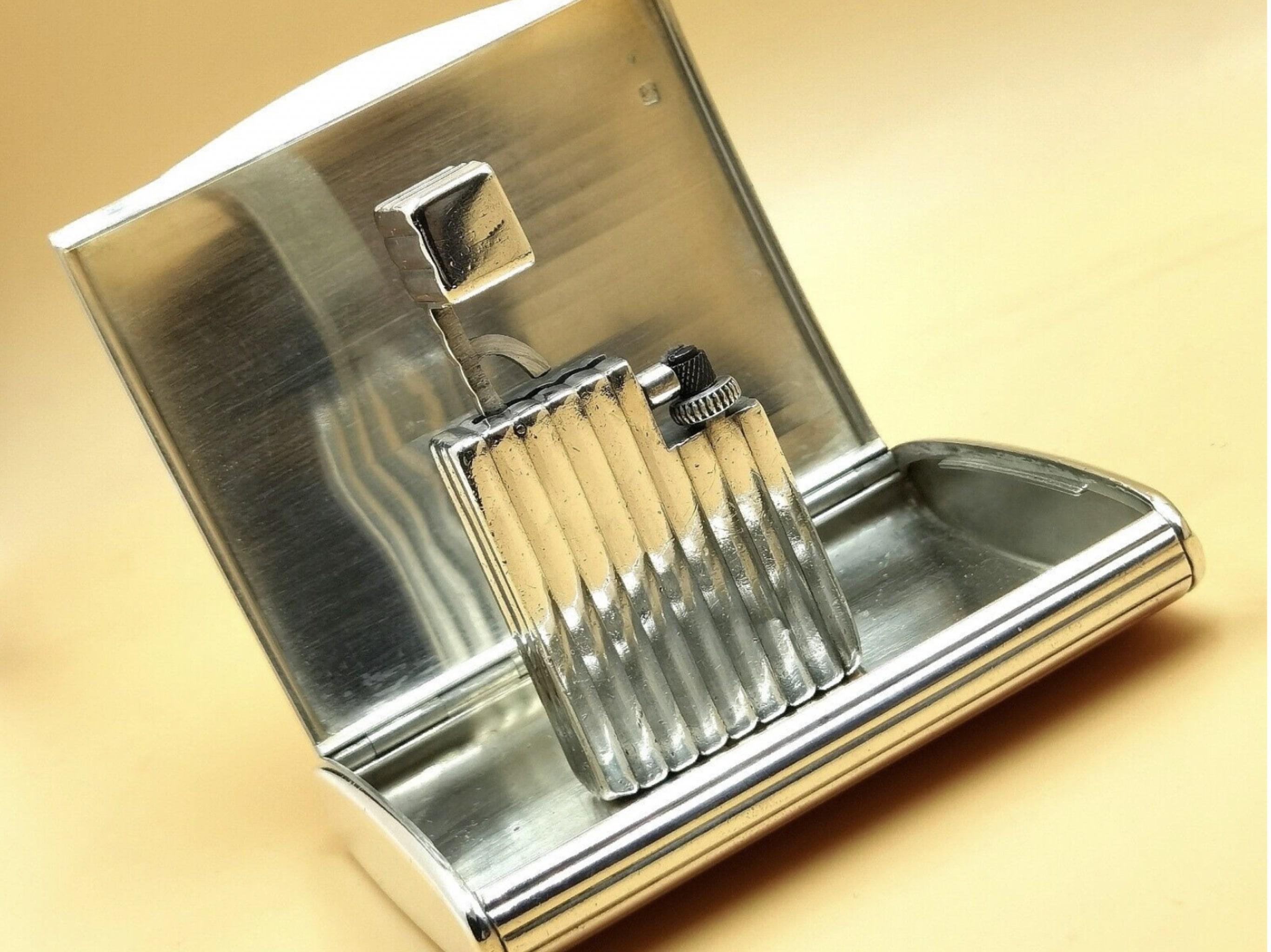 Women's or Men's Rare Cartier 1930's Solid Silver Petrol Lighter & Cigarette Case