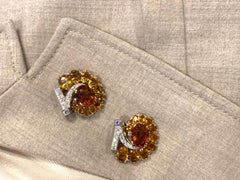 Rare Cartier 1936 Double Citrines and Diamonds Clips