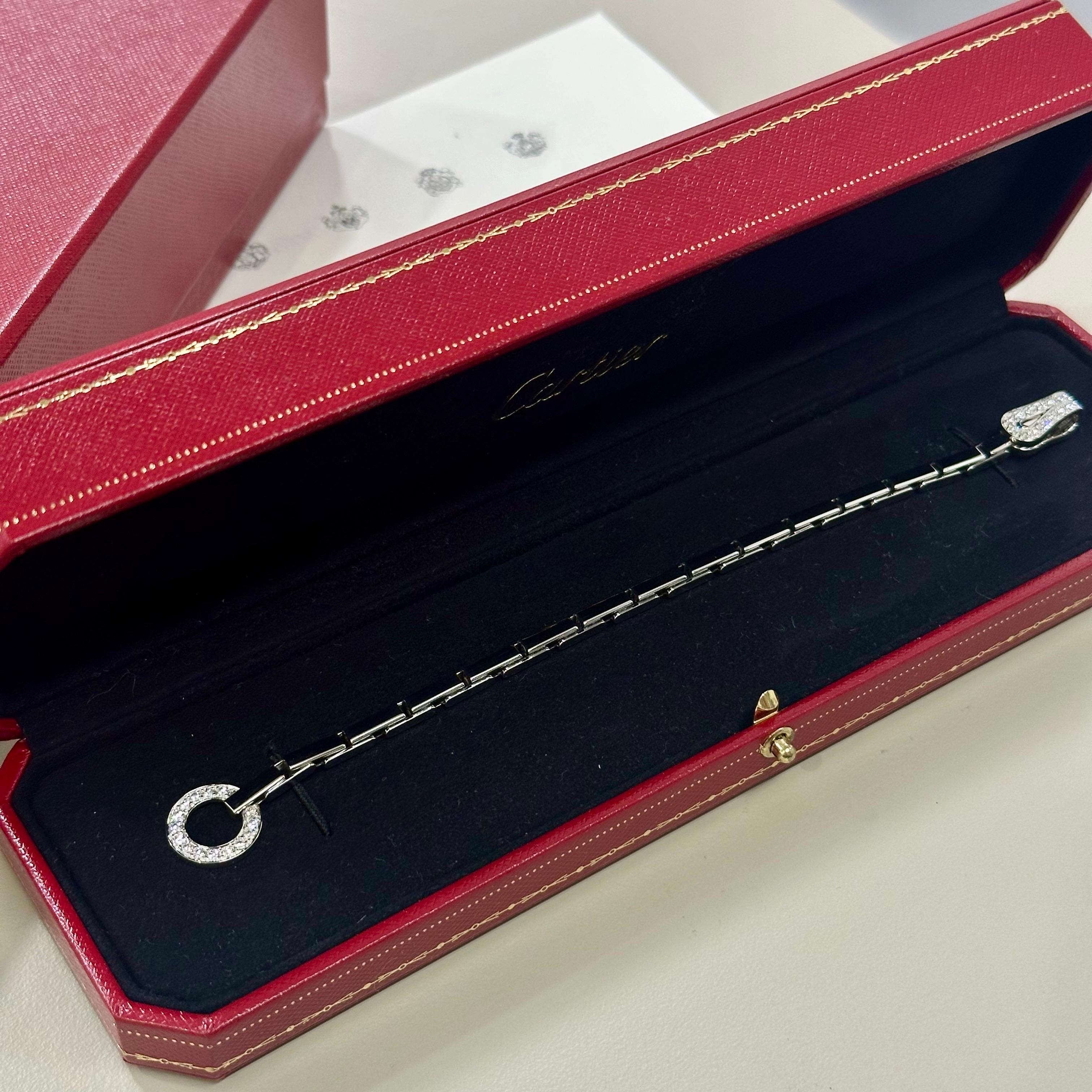 Rare bracelet Agrafe de Cartier serti de diamants en or blanc Rare bijoux de Cartier en vente 5