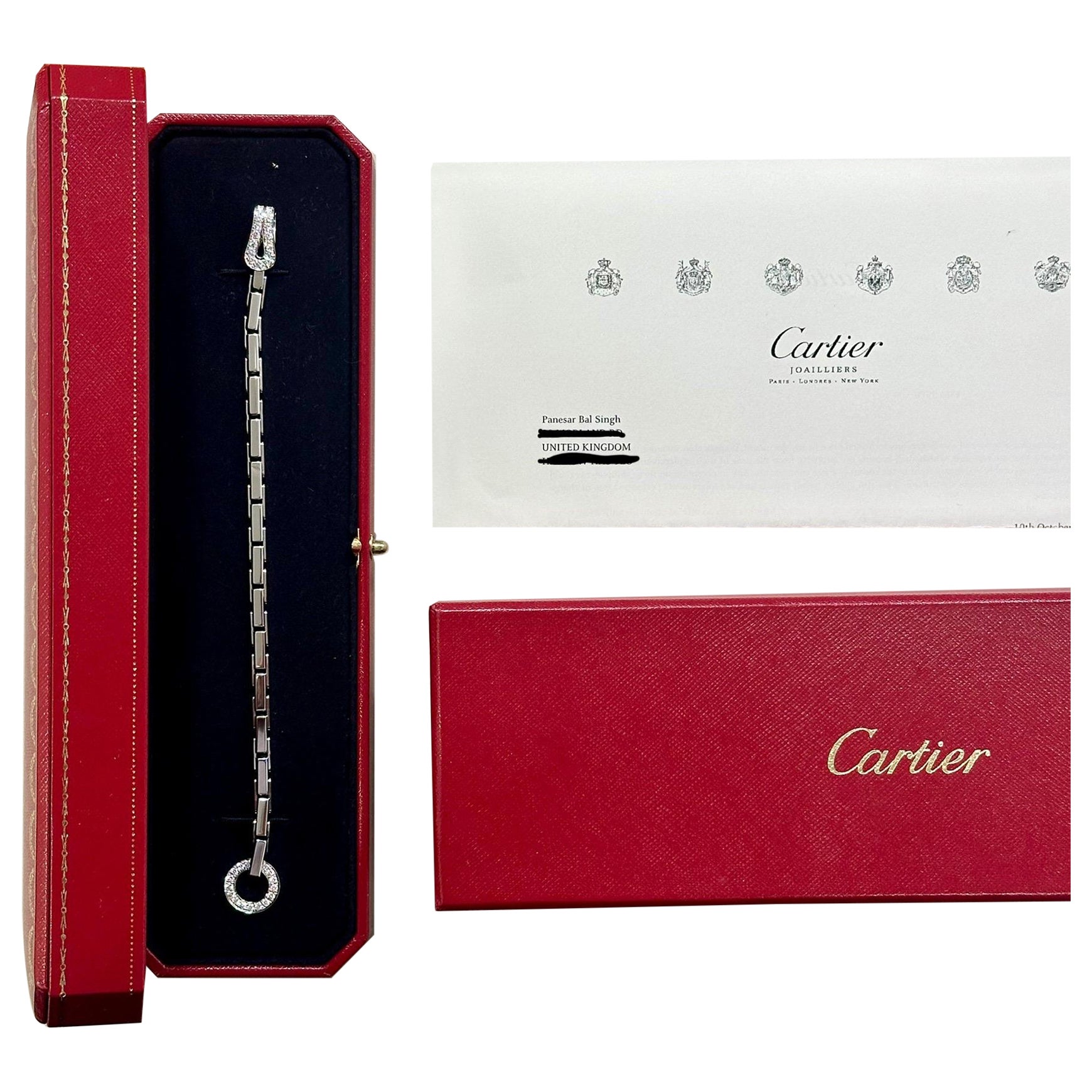 Rare bracelet Agrafe de Cartier serti de diamants en or blanc Rare bijoux de Cartier en vente