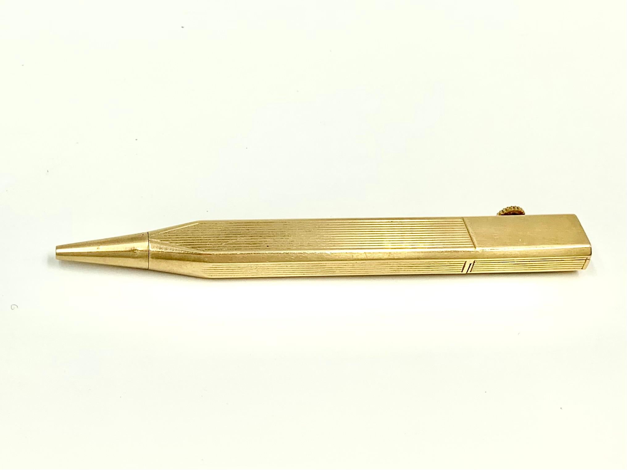Rare Cartier Art Deco 14K Yellow Gold Retractable Pencil Watch, 1920's For Sale 6