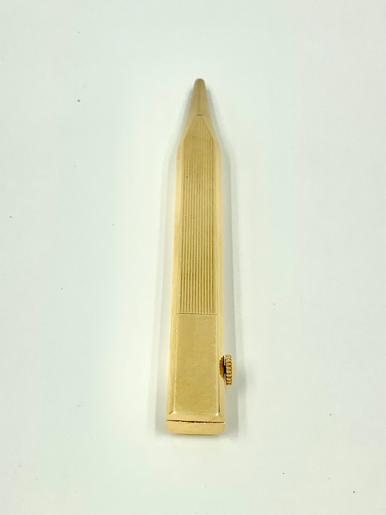 Rare Cartier Art Deco 14K Yellow Gold Retractable Pencil Watch, 1920's For Sale 7