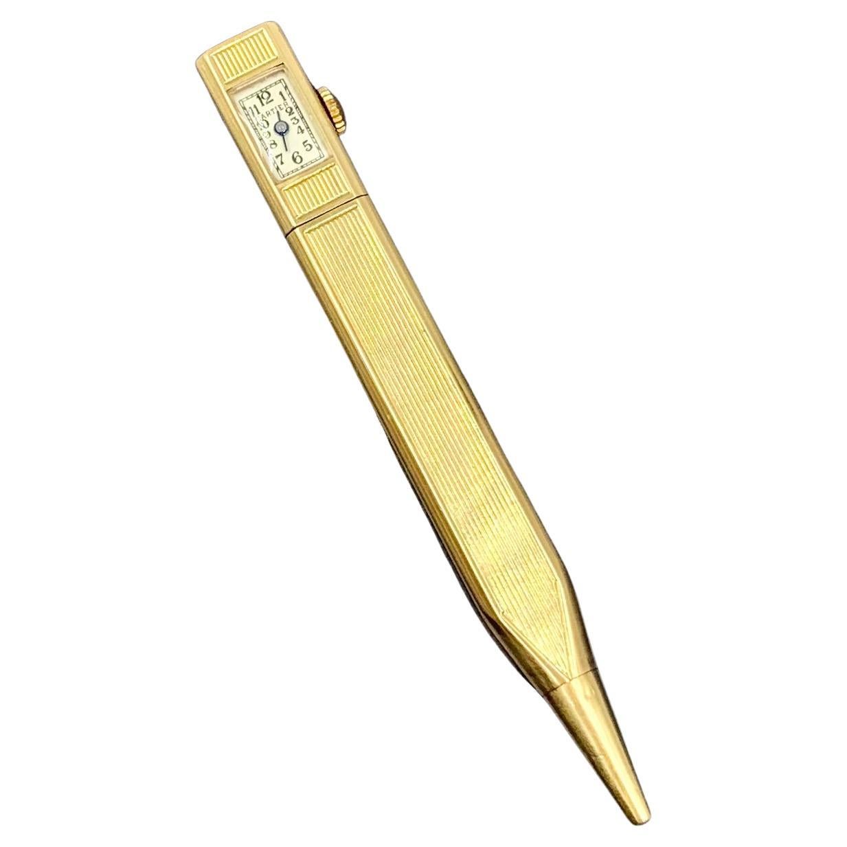 Raro orologio a matita retrattile Cartier Art Deco in oro giallo 14 carati, anni '20