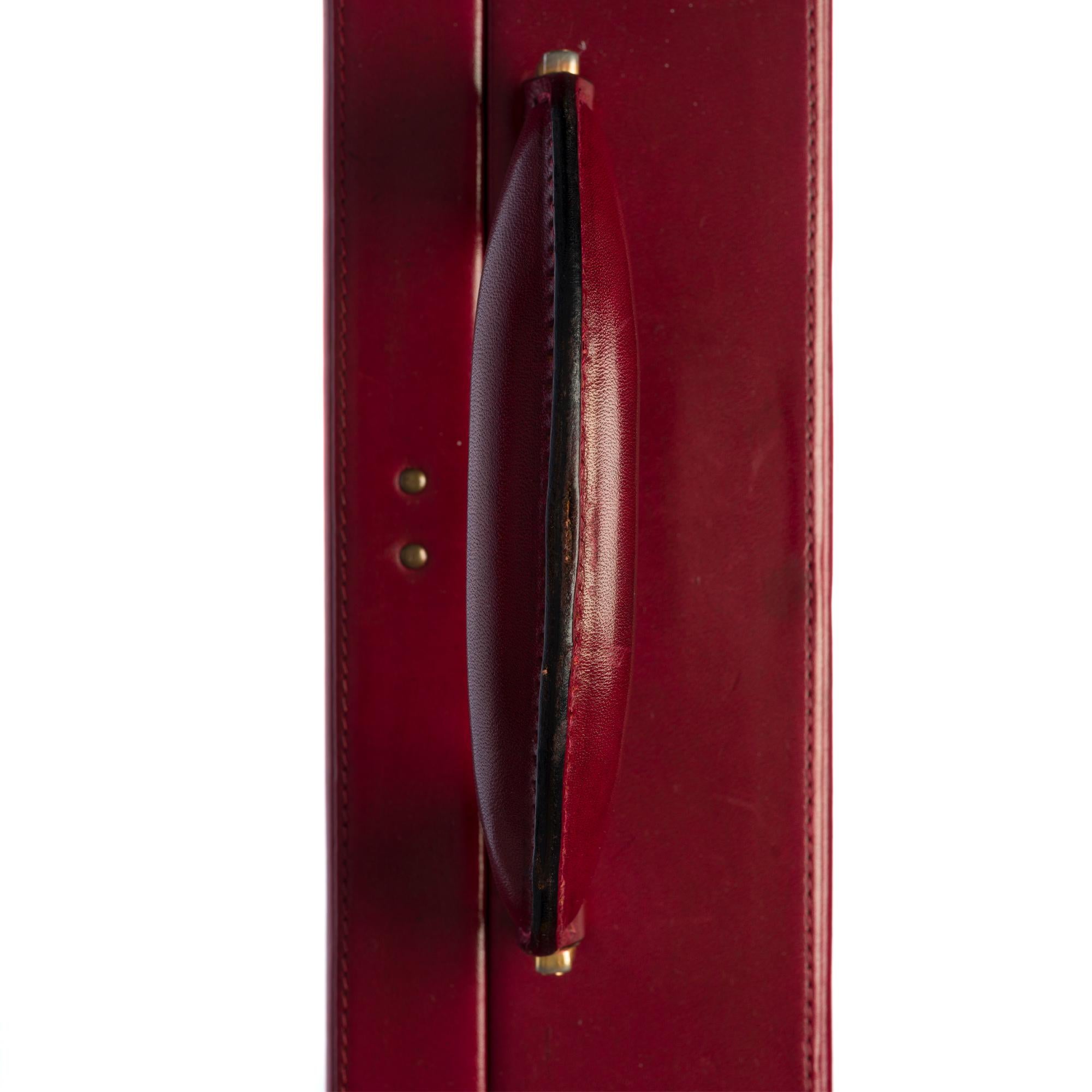 Rare Cartier Attaché Case in burgundy leather and gold hardware 1